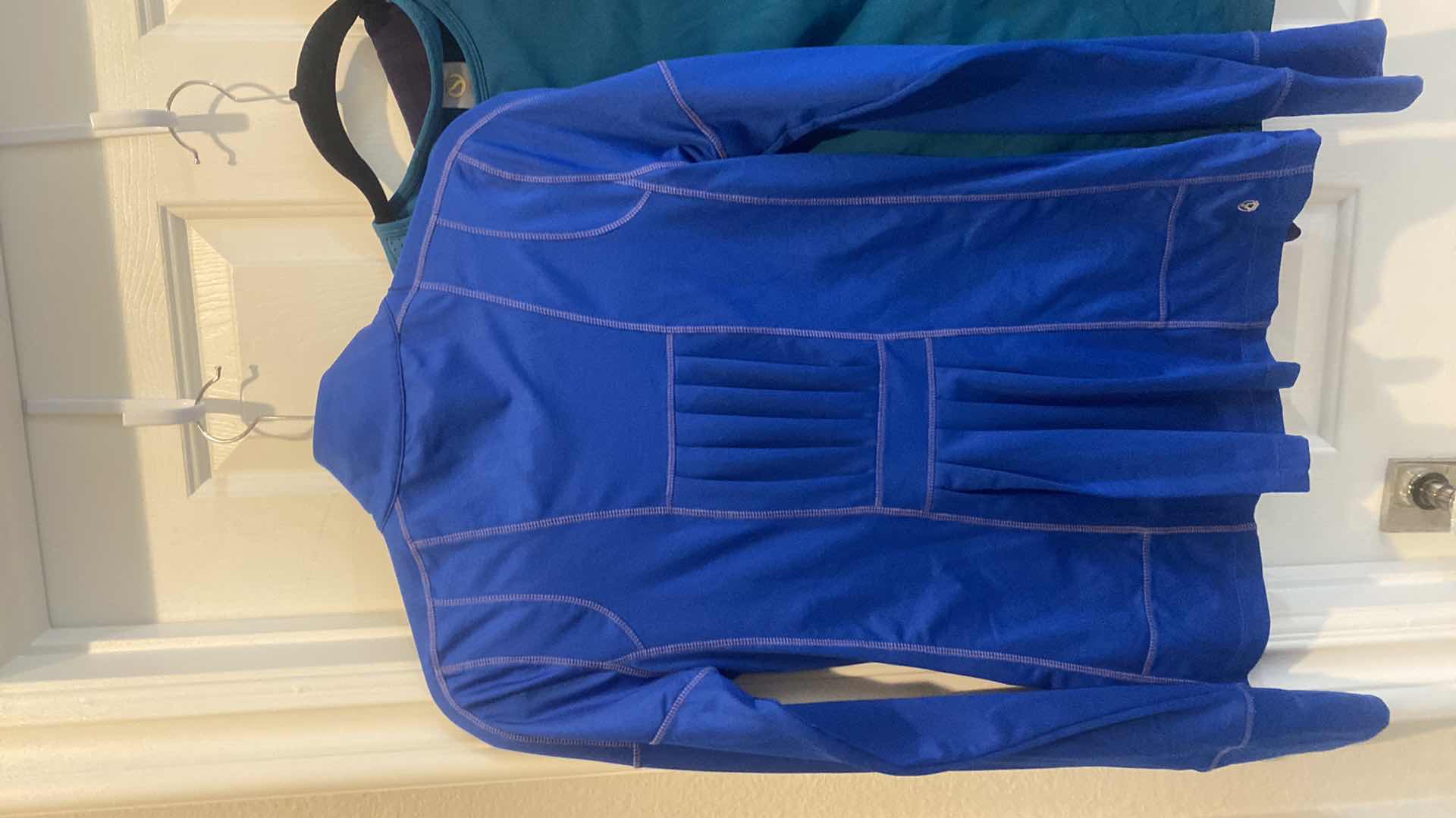 Photo 3 of 3 WOMENS ATHLETIC WEAR SIZE SMALL BLUE ZIP UP (FITS LIKE MEDIUM) & 2 SIZE LARGE TOP & ZIP UP
