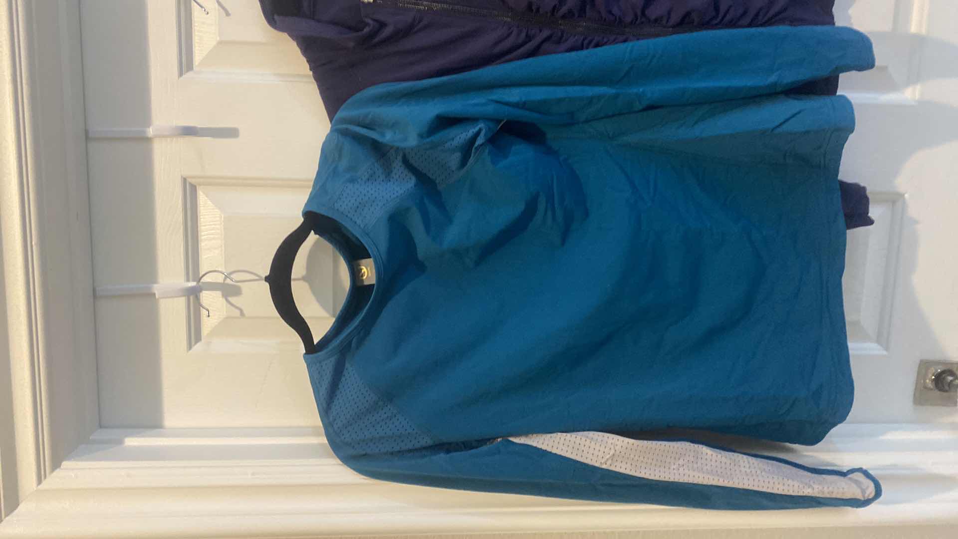 Photo 1 of 3 WOMENS ATHLETIC WEAR SIZE SMALL BLUE ZIP UP (FITS LIKE MEDIUM) & 2 SIZE LARGE TOP & ZIP UP