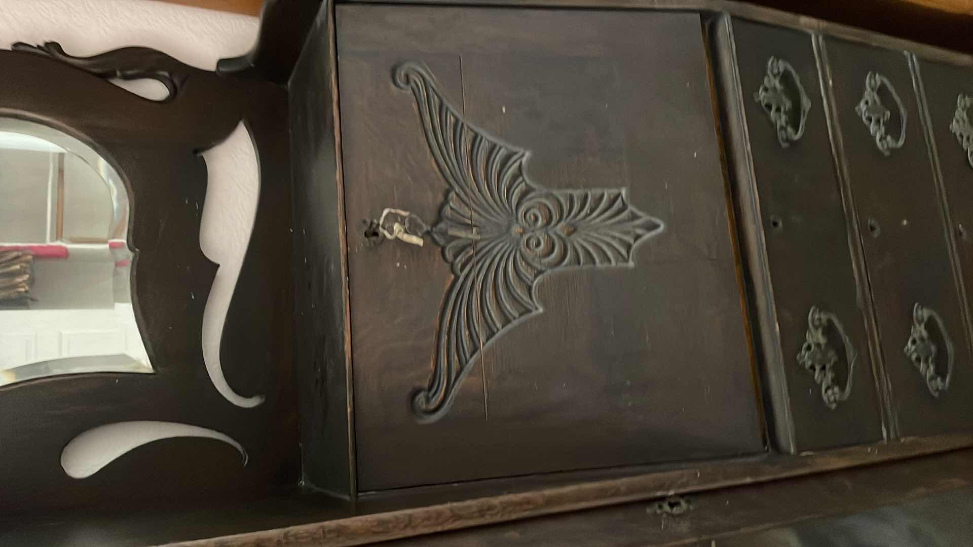 Photo 1 of ANTIQUE CURVED GLASS GENTLEMANS DESK 38”x13” H67”