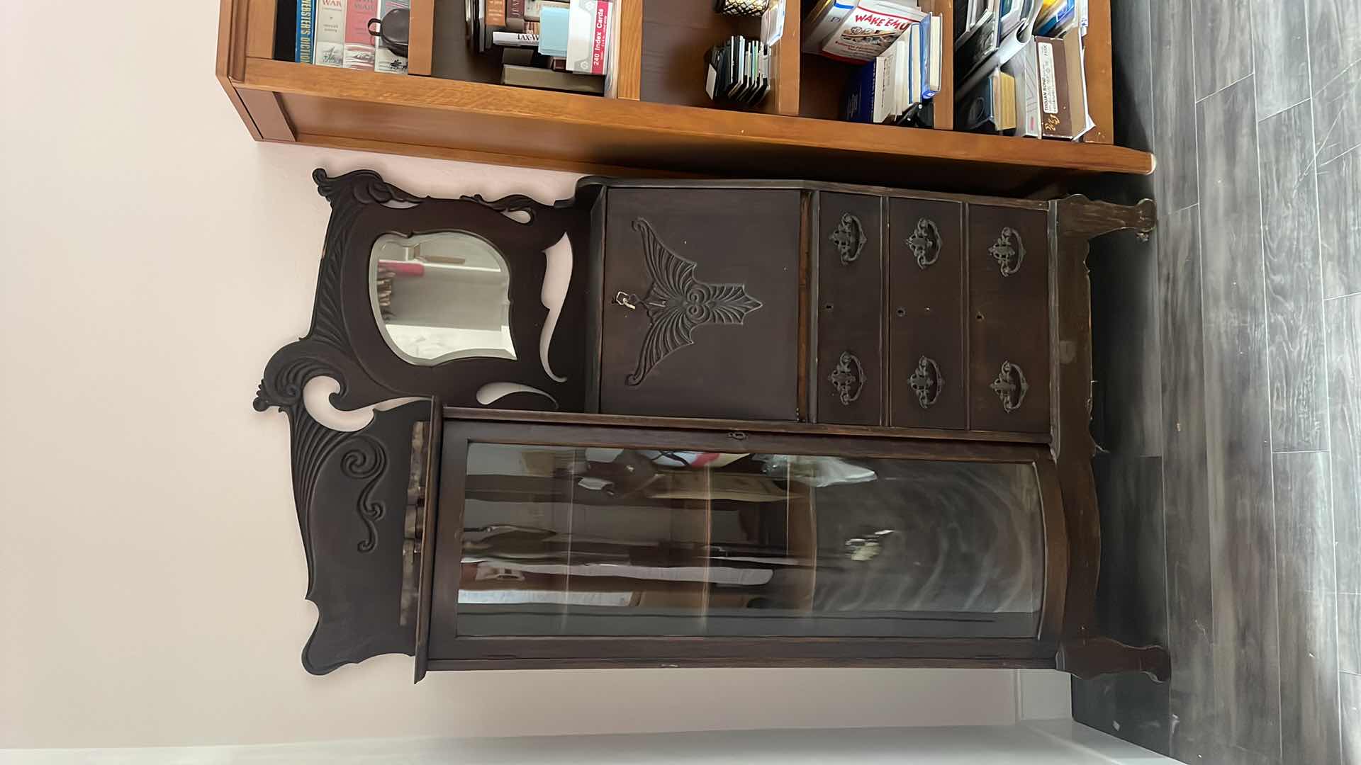 Photo 1 of ANTIQUE CURVED GLASS GENTLEMANS DESK 38”x13” H67”