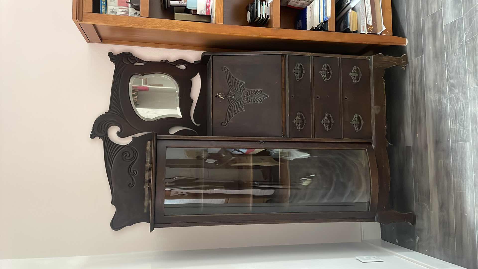 Photo 1 of ANTIQUE CURVED GLASS GENTLEMANS DESK 38”x13” H67”