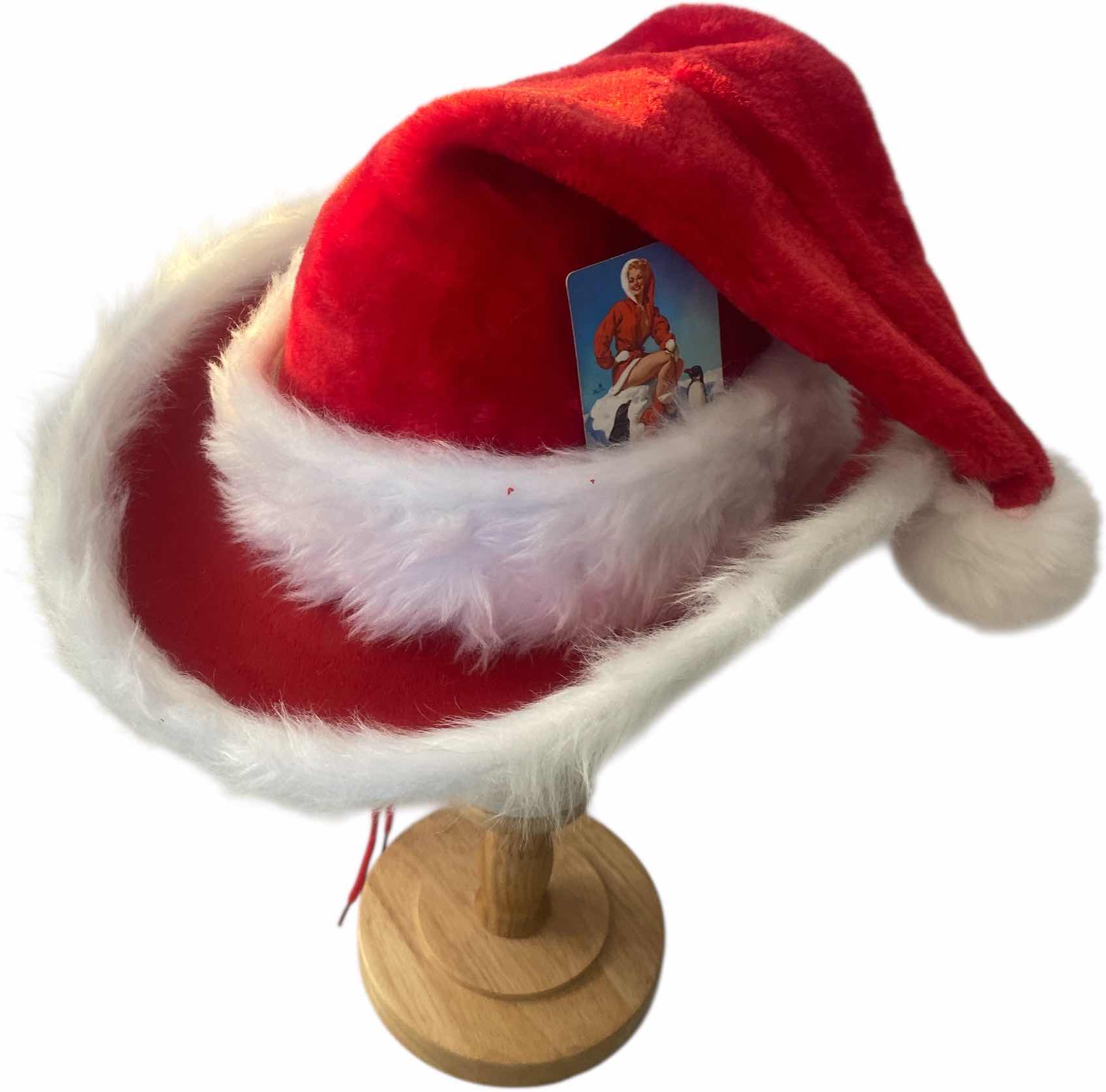 Photo 1 of NEW - HOLIDAYS WESTERN SANTA HAT WITH REMOVABLE CARD & TOP HAT - ONE SIZE FITS ALL ADULTS - CHIN STRAP