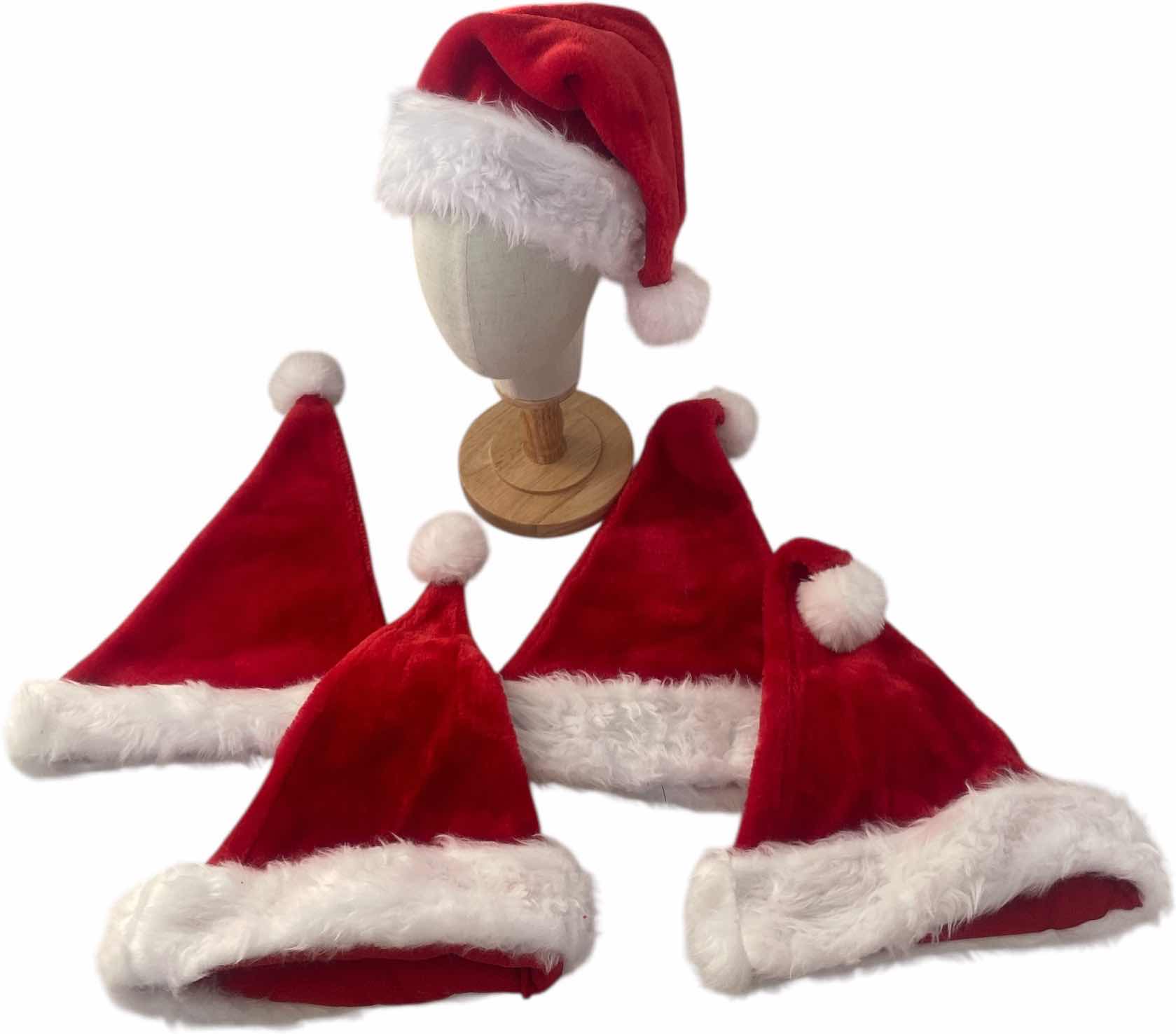 Photo 1 of NEW - 5 - SANTA HATS - ADULT SIZE
