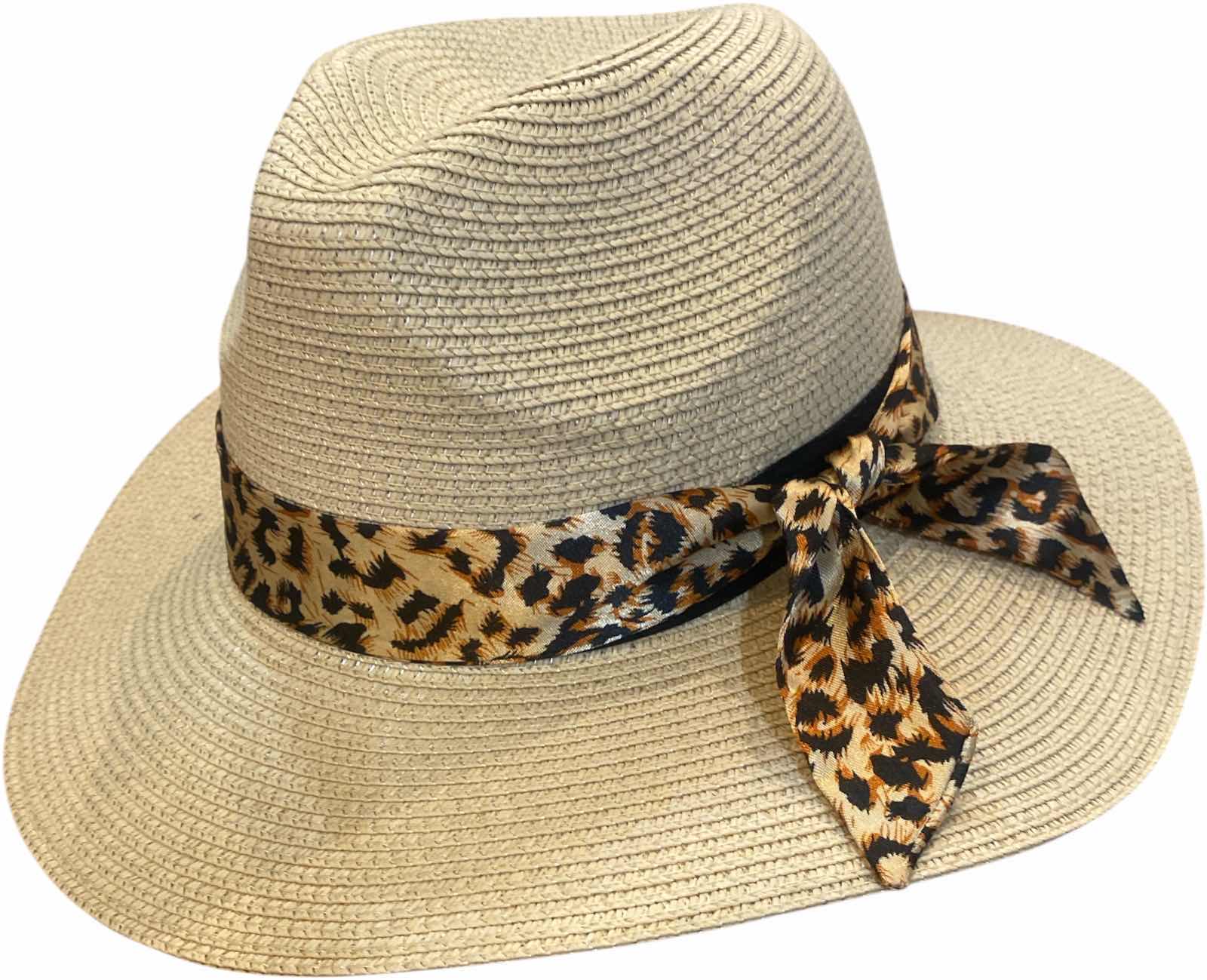 Photo 1 of NEW - PAPER PANAMA STYLE HAT WITH REMOVABLE FASHION SCARF - ONE SIZE FITS ALL- ADJUSTABLE RIBBON