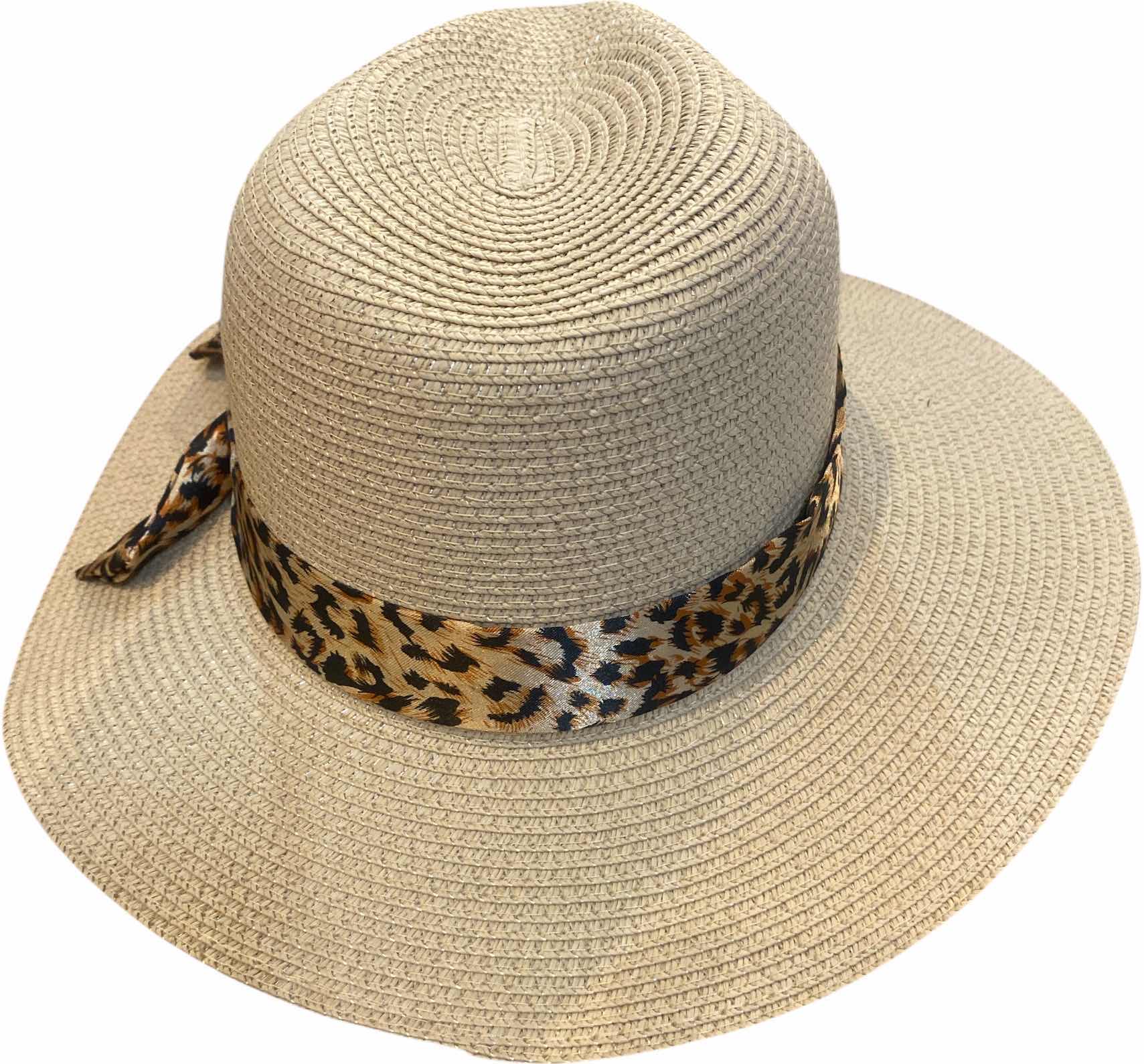 Photo 1 of NEW - PAPER PANAMA STYLE HAT WITH REMOVABLE FASHION SCARF - ONE SIZE FITS ALL- ADJUSTABLE RIBBON