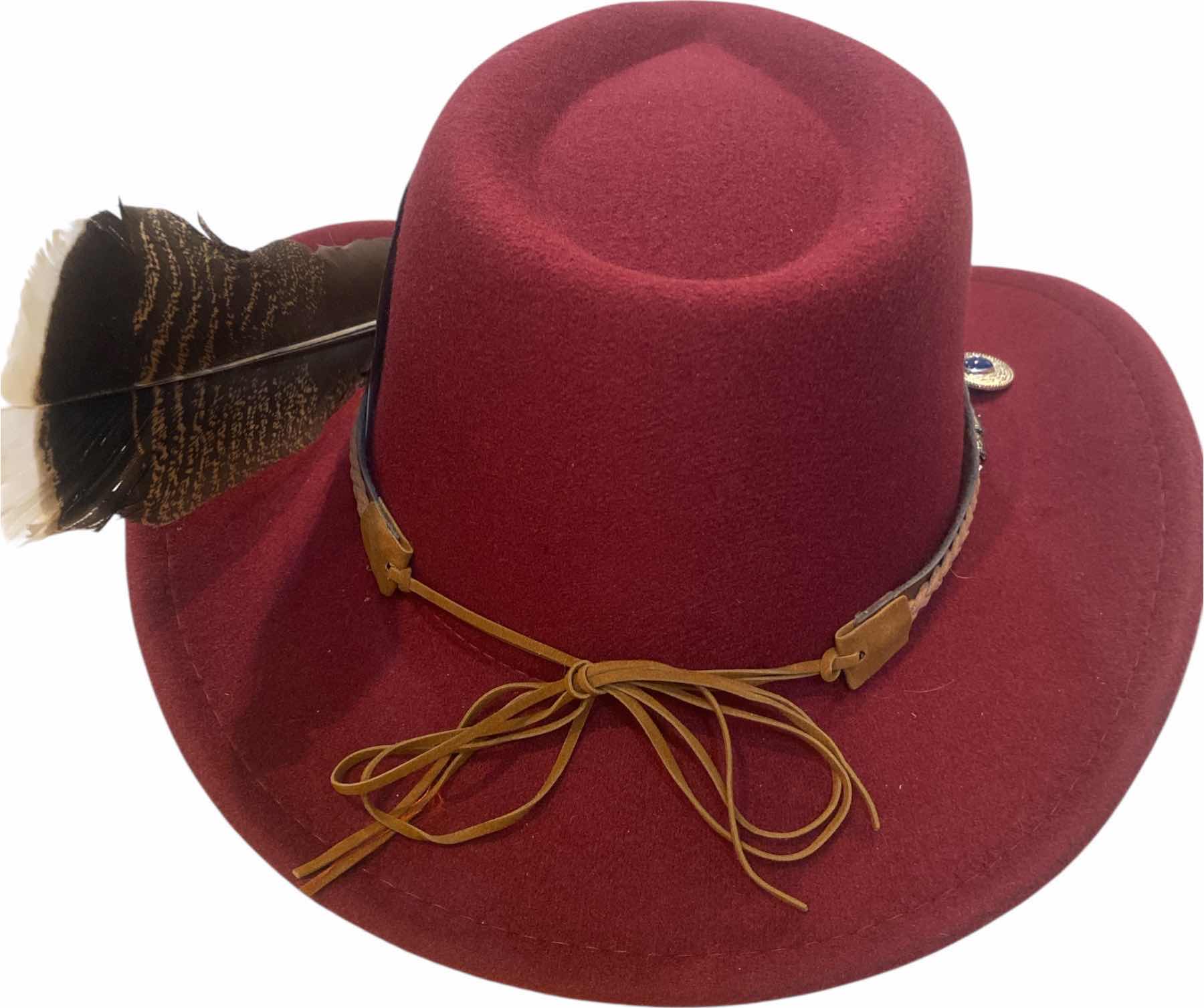 Photo 1 of NEW - CUSTOM DECORATED CABARNET CASINO THEME WESTERN COWBOY HAT WITH REMOVABLE FEATHERS & CARD - ADJUSTABLE WITH INTERIOR RIBBON - TIE TO FIT