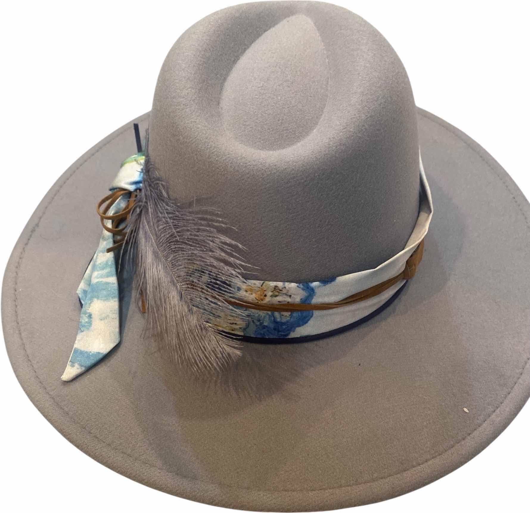 Photo 1 of NEW - CUSTOM DECORATED SOFT GRAY CASINO THEME FEDORA HAT WITH REMOVABLE FEATHER - ADJUSTABLE WITH INTERIOR RIBBON - TIE TO FIT