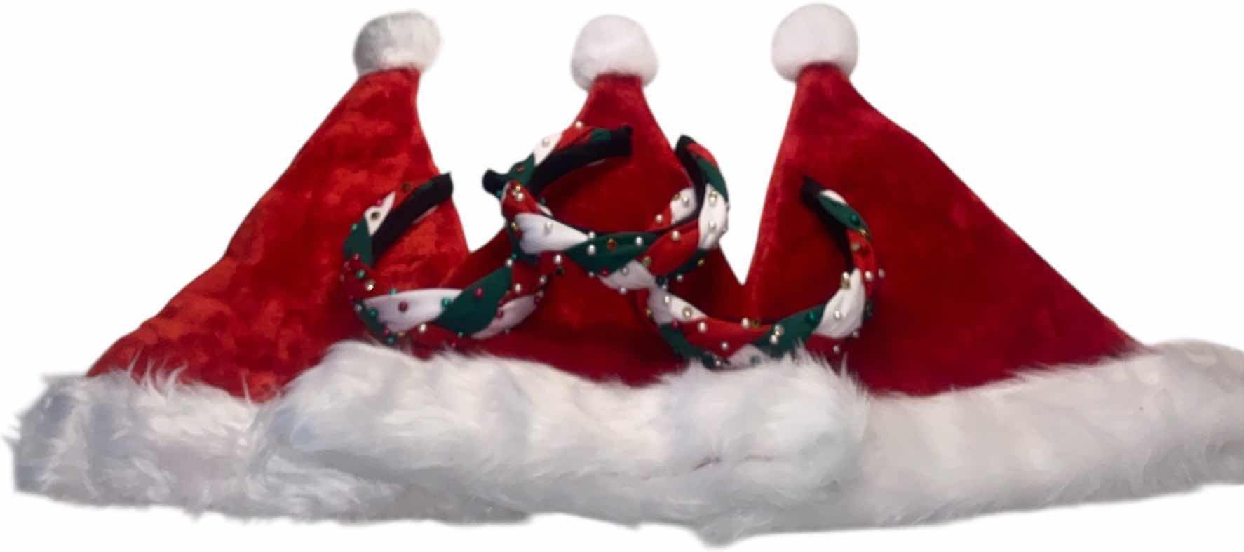 Photo 1 of NEW - 3 SANTA HATS & 3 HEAD BANDS