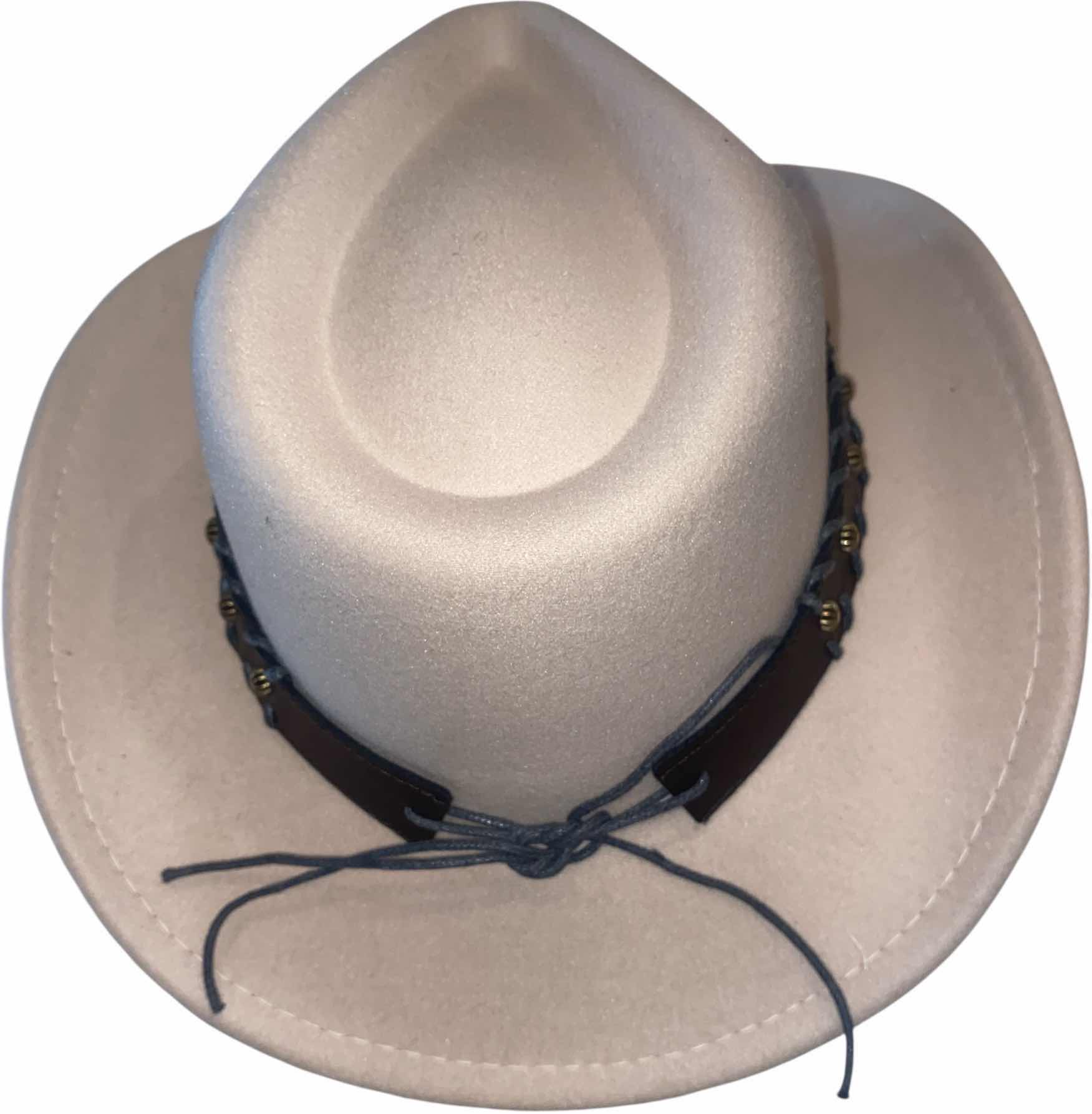 Photo 1 of NEW - CUSTOM DECORATED CREAM WESTERN CASINO COWBOY HAT WITH FEATHERS & EMBELLISHMENT - INTERIOR RIBBON TO ADJUST SIZE
