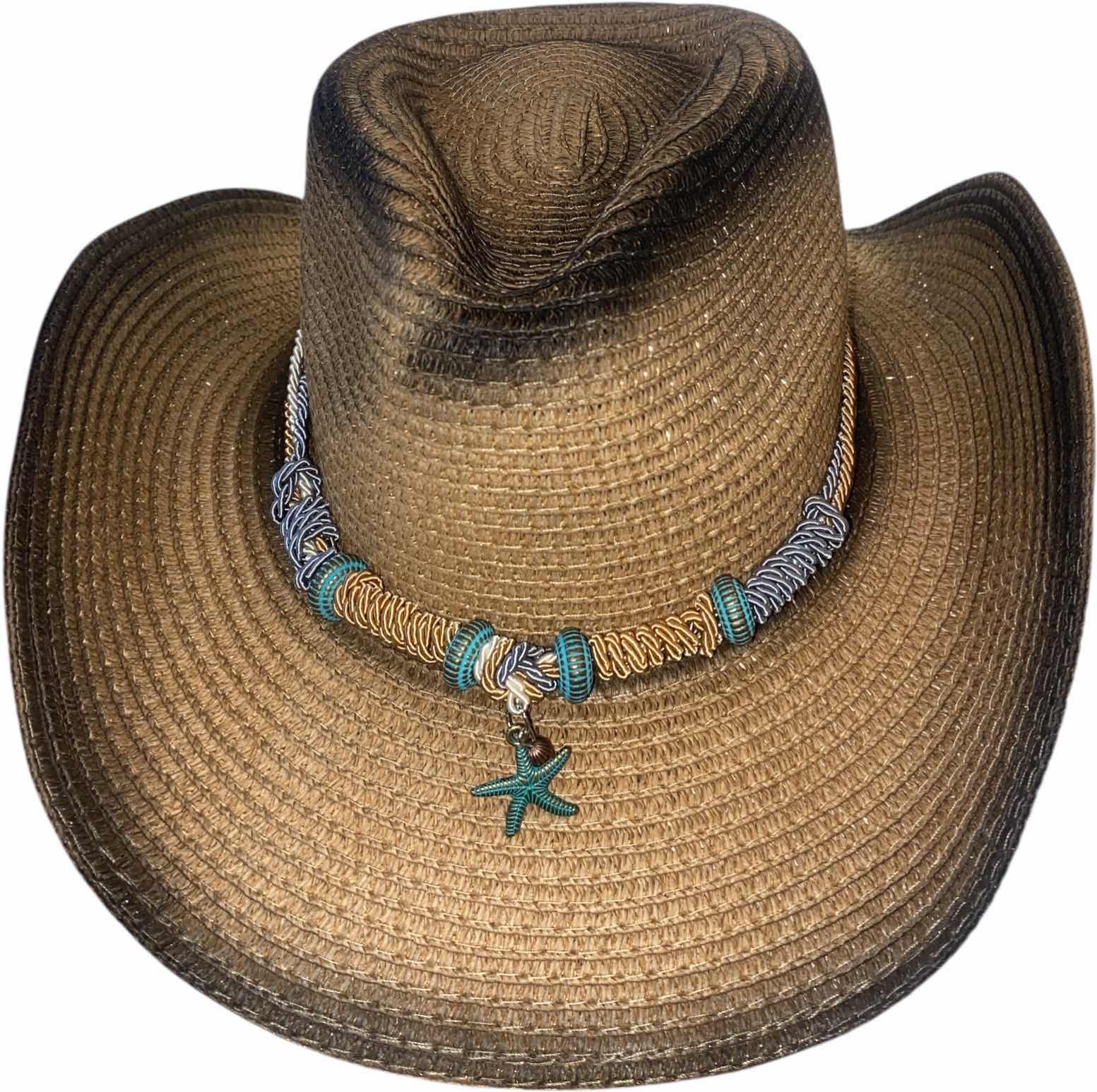 Photo 1 of NEW - CUSTOM DECORTED 100% PAPER SHAPEABLE WESTERN HAT WITH HAT BAND - ADULT SIZE WITH CHIN STRAP