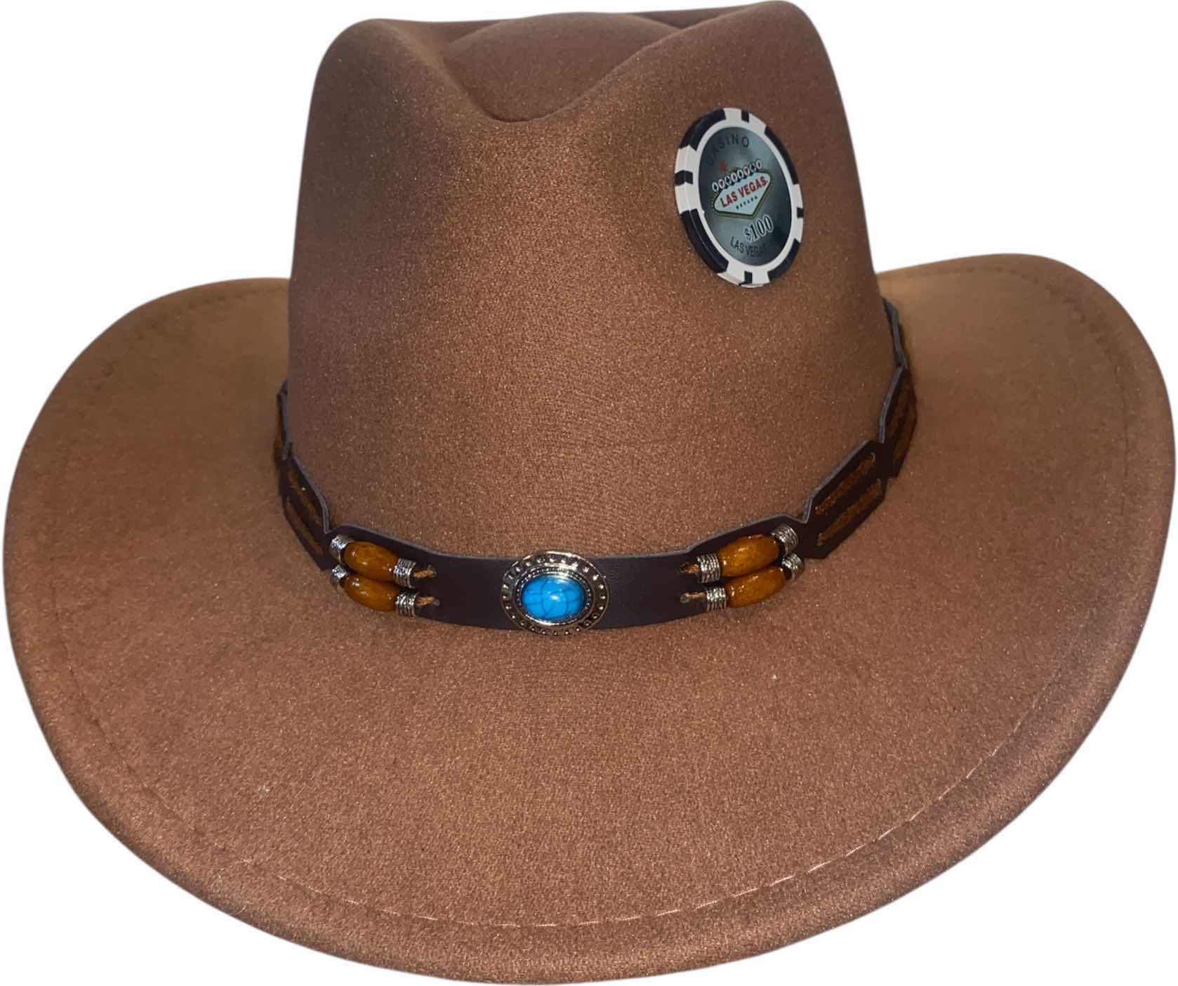 Photo 1 of NEW - CUSTOM DECORTED CASINO WESTERN HAT WITH HAT BAND - ADULT SIZE  INTERIOR RIBBON TO ADJUST