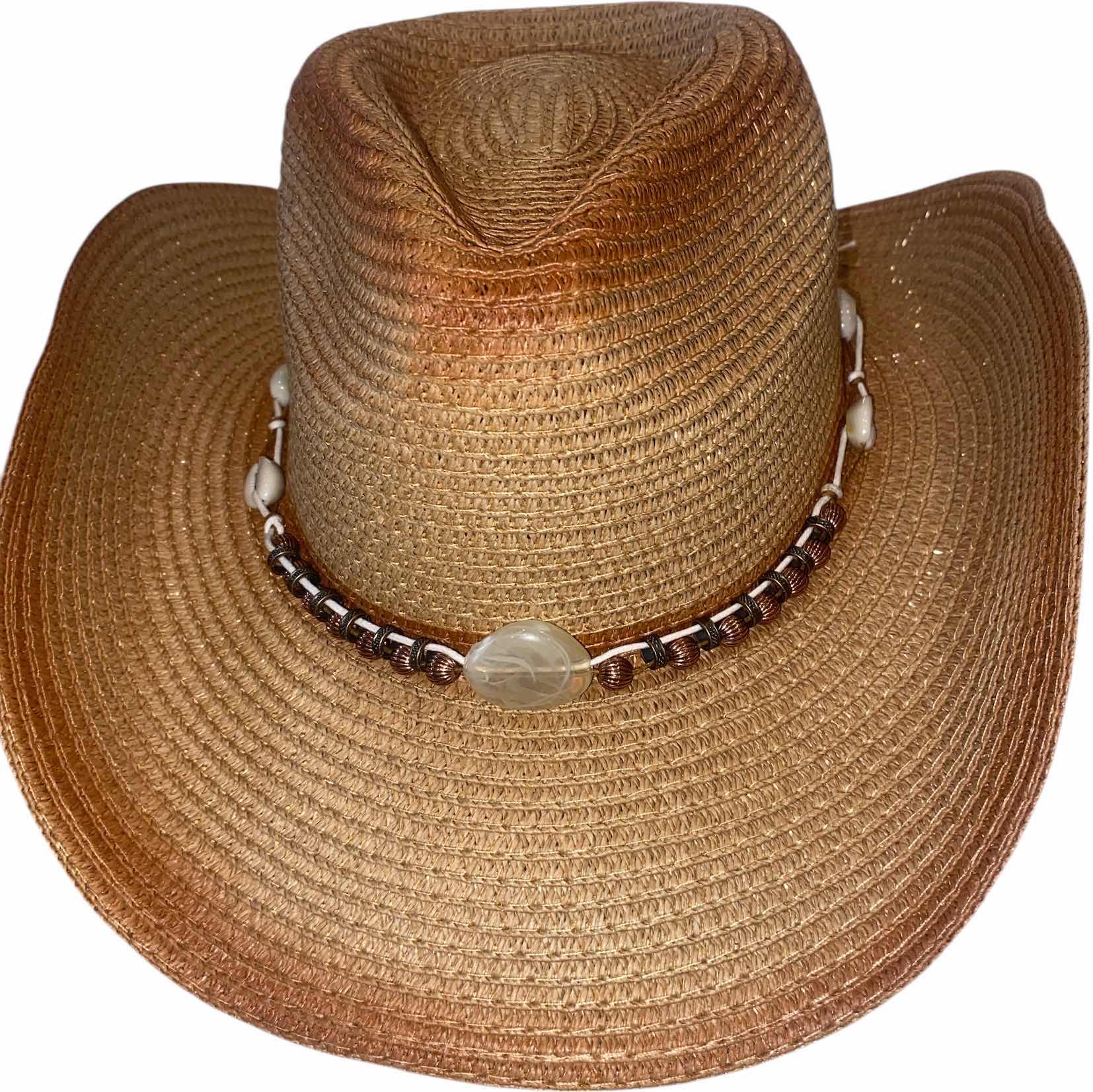 Photo 1 of NEW - CUSTOM DECORTED 100% PAPER SHAPEABLE WESTERN HAT WITH HAT BAND - ADULT SIZE WITH CHIN STRAP