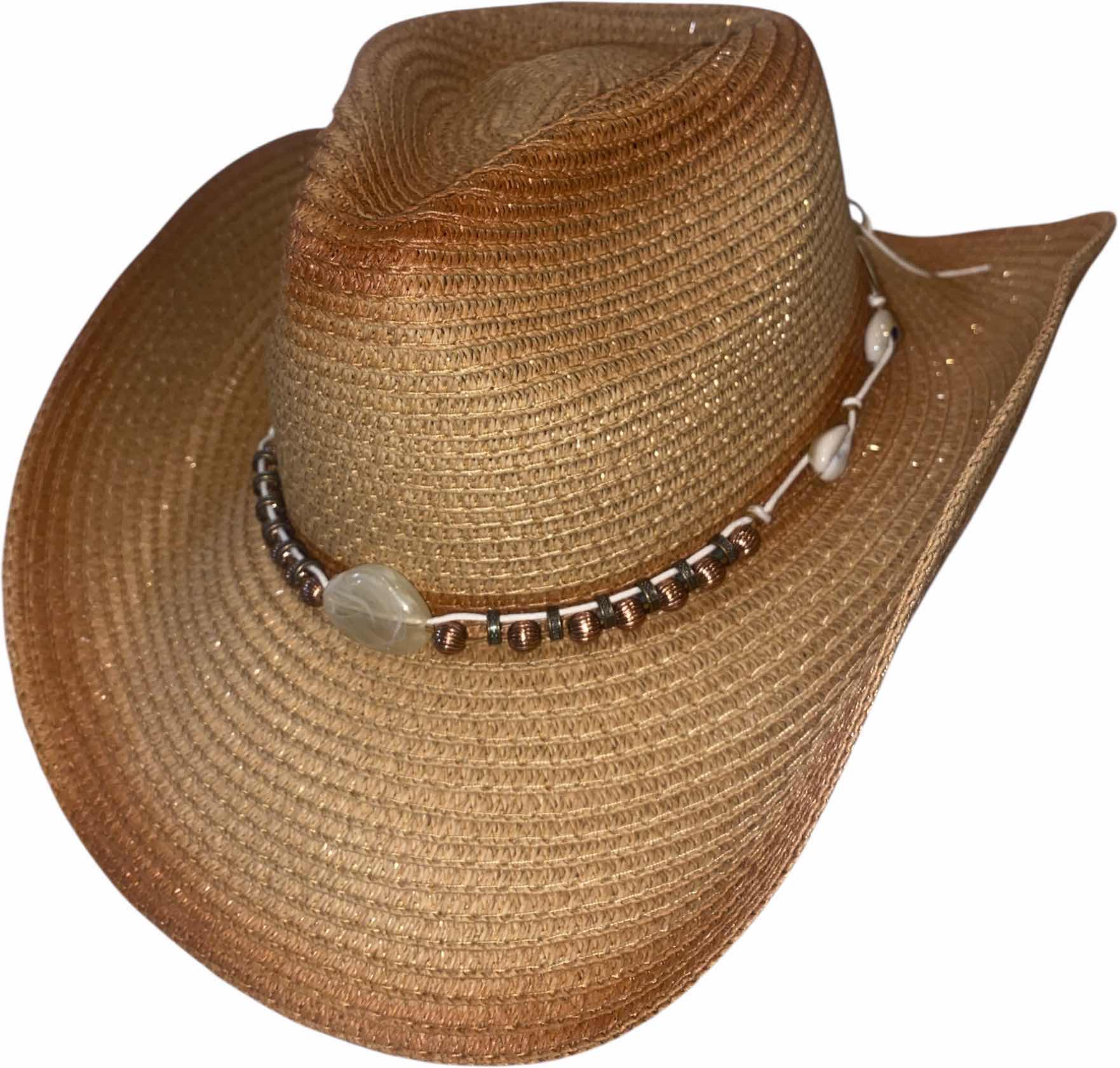 Photo 1 of NEW - CUSTOM DECORTED 100% PAPER SHAPEABLE WESTERN HAT WITH HAT BAND - ADULT SIZE WITH CHIN STRAP