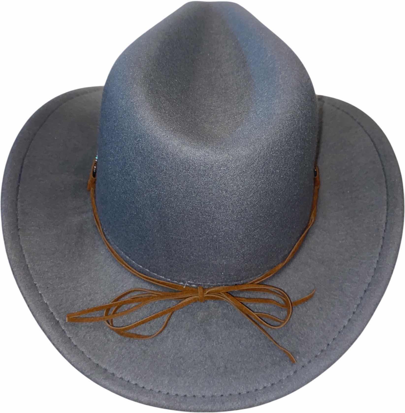 Photo 1 of NEW - CUSTOM DECORTED GRAY CASINO WESTERN HAT WITH HAT BAND - ADULT SIZE  INTERIOR RIBBON TO ADJUST