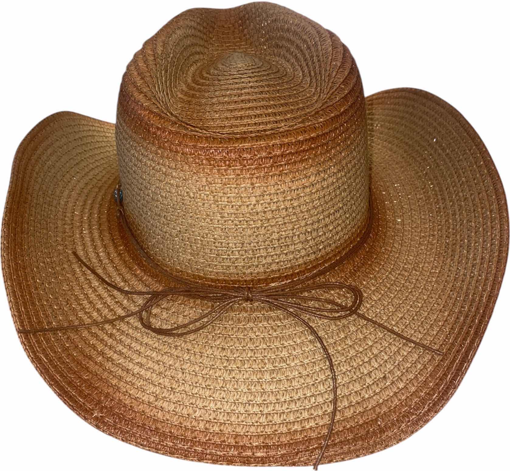 Photo 1 of NEW - CUSTOM DECORATED 100% PAPER SHAPEABLE WESTERN HAT WITH HAT BAND - ADULT SIZE WITH CHIN STRAP