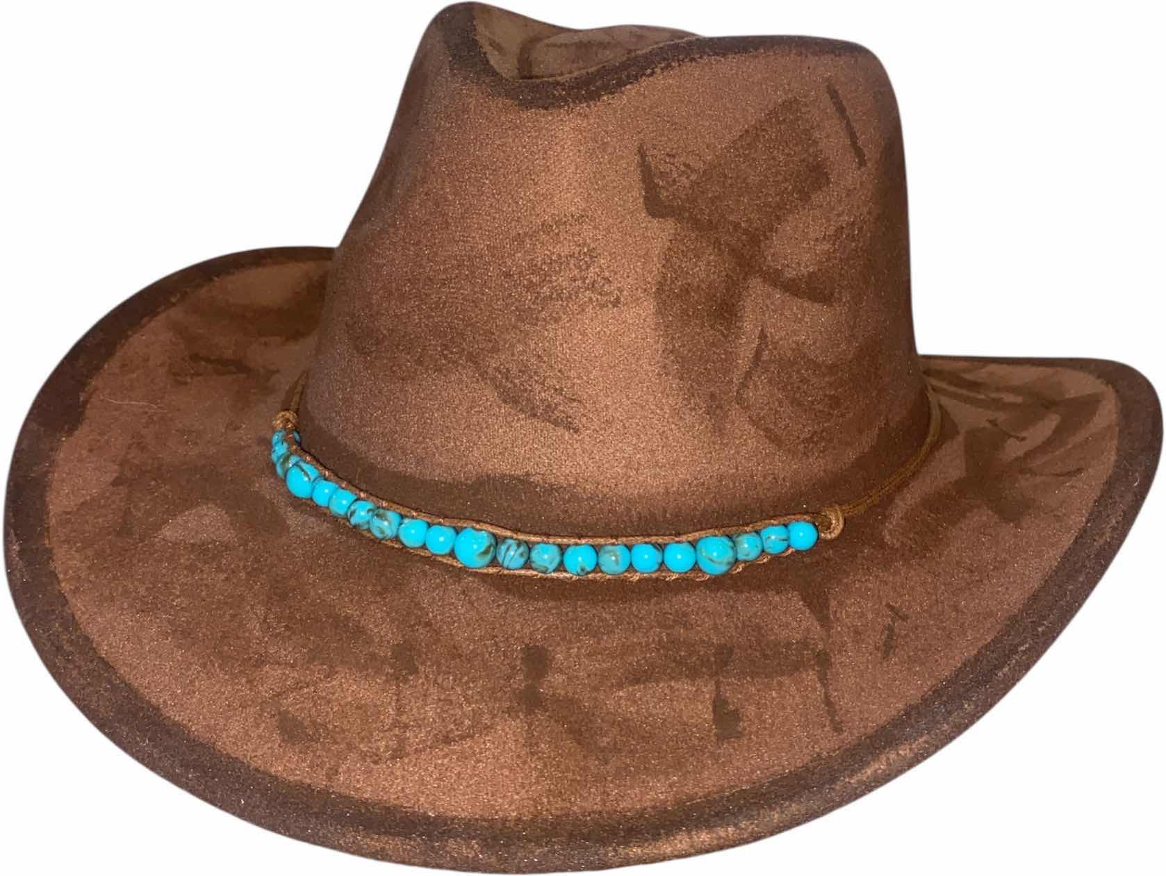 Photo 1 of NEW - CUSTOM DECORATED HAND PAINTED WESTERN HAT WITH HAT BAND - ADULT SIZE  INTERIOR RIBBON TO ADJUST