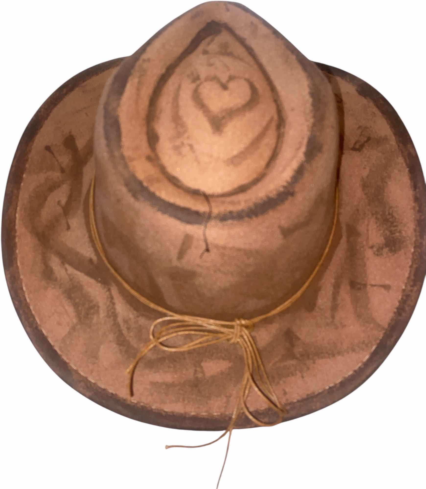 Photo 1 of NEW - CUSTOM DECORATED HAND PAINTED WESTERN HAT WITH HAT BAND - ADULT SIZE  INTERIOR RIBBON TO ADJUST