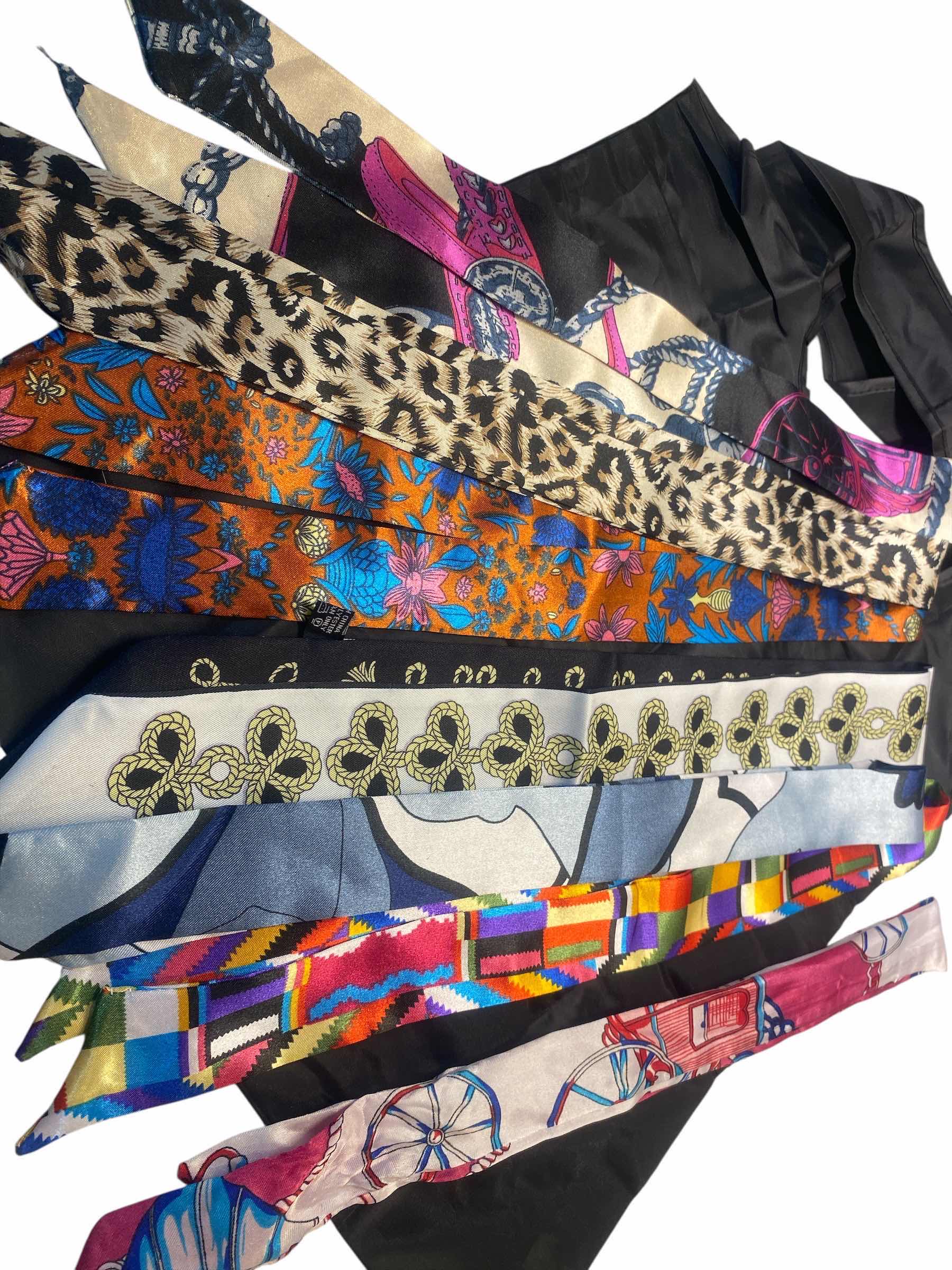 Photo 1 of NEW - 7 HAIR/ HEAD/ HATBAND SCARFS WITH REUSABLE NYLON BAG