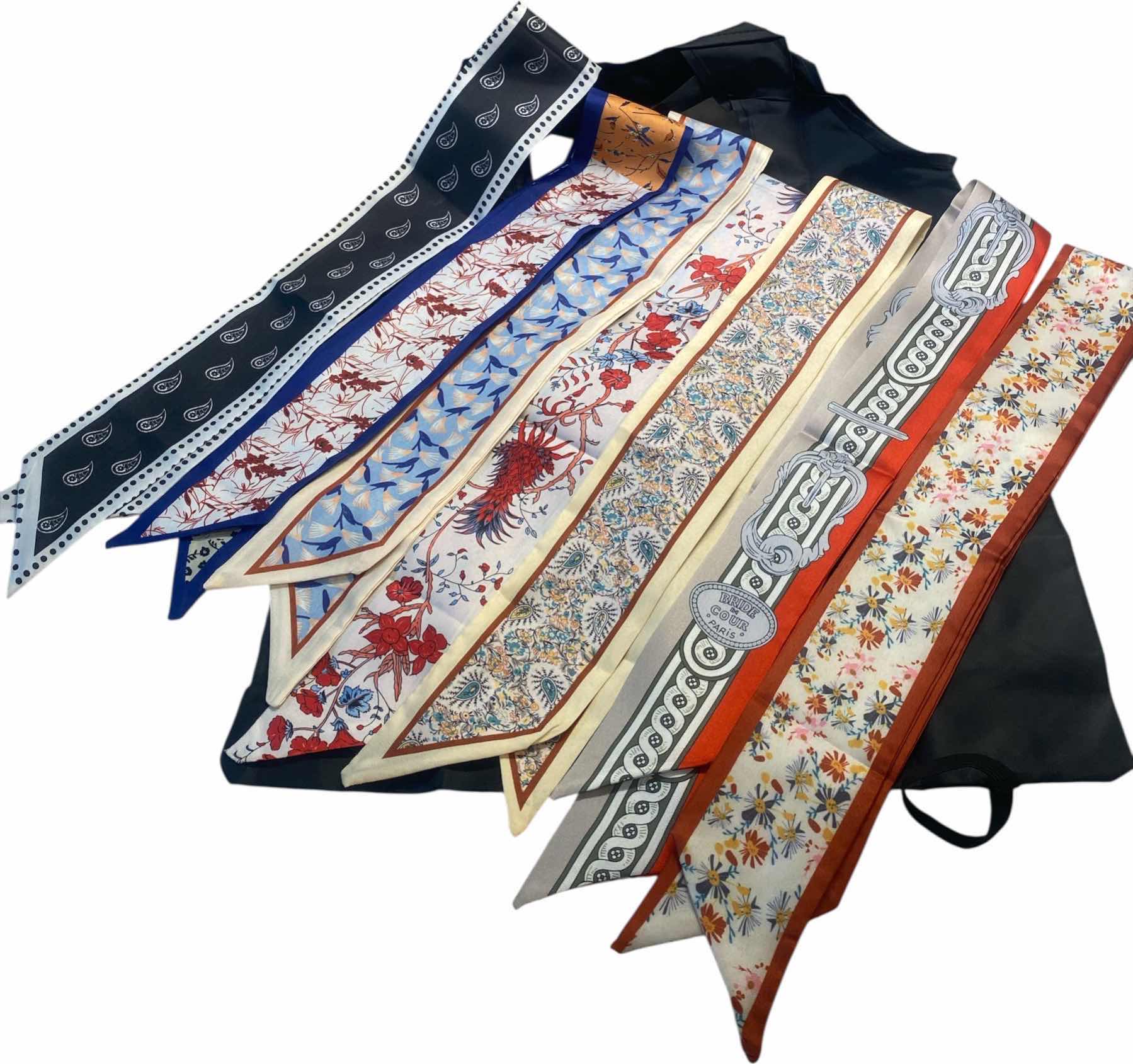 Photo 1 of NEW - 7 HAIR/ HEAD/ HATBAND SCARFS WITH REUSABLE NYLON BAG