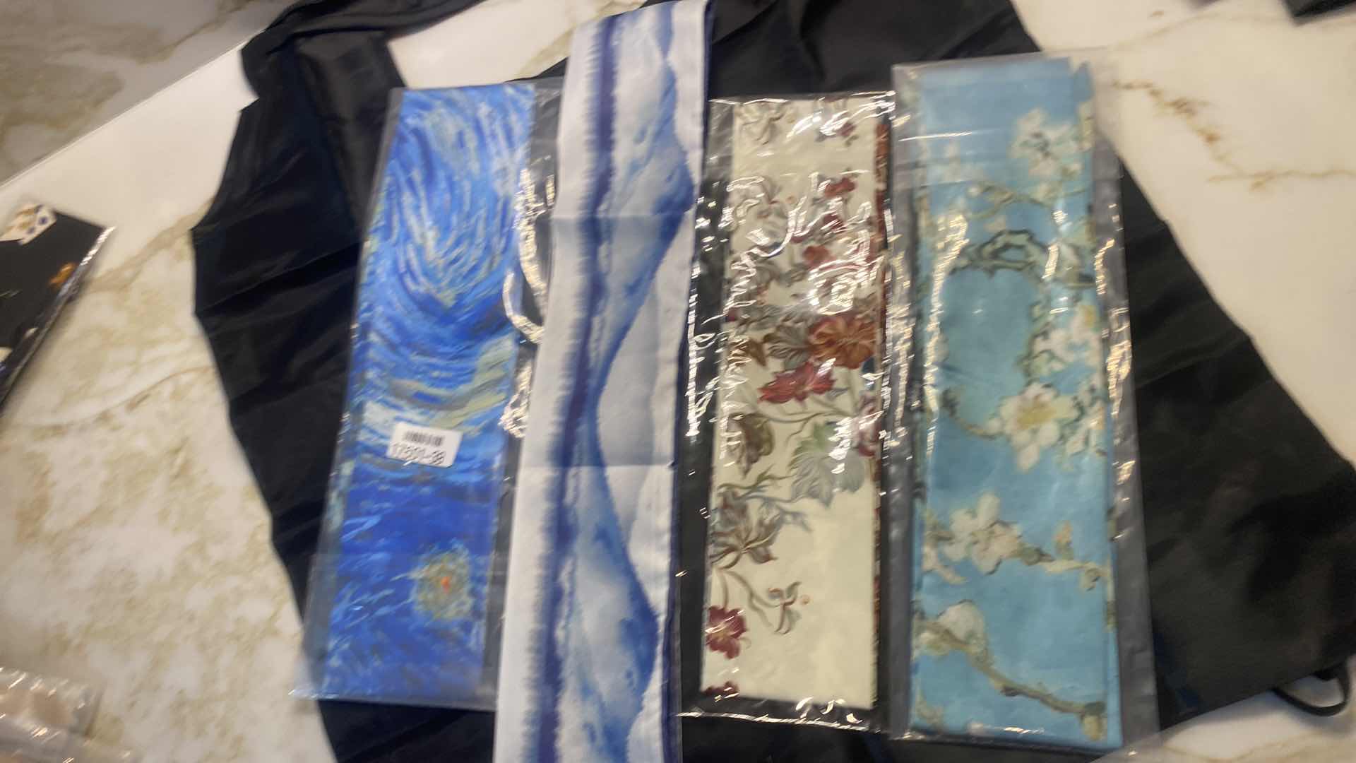 Photo 1 of NEW - 4 HAIR/ HEAD/ HATBAND SCARFS WITH BLACK REUSEABLE NYLON BAG