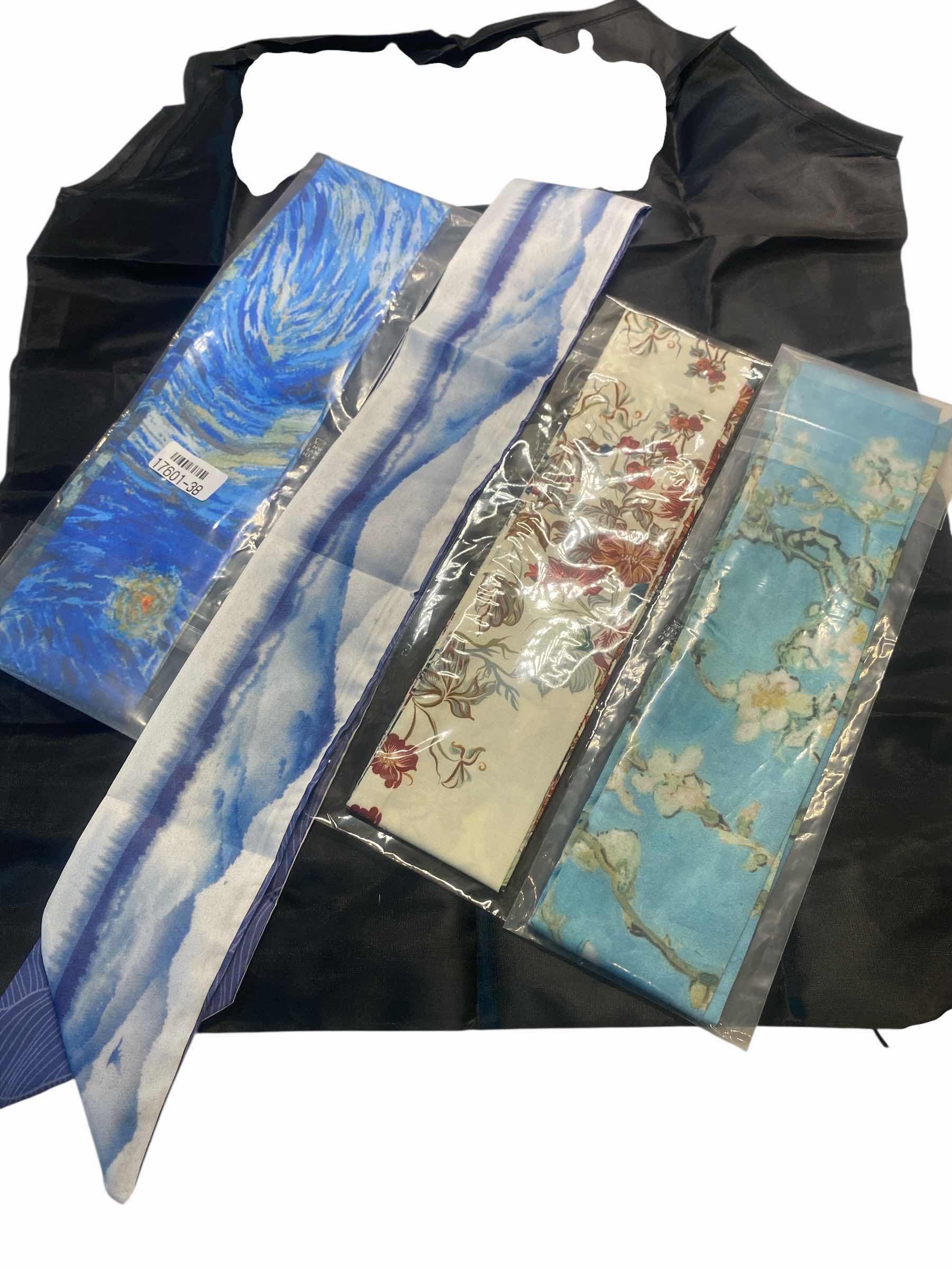 Photo 1 of NEW - 4 HAIR/ HEAD/ HATBAND SCARFS WITH BLACK REUSEABLE NYLON BAG