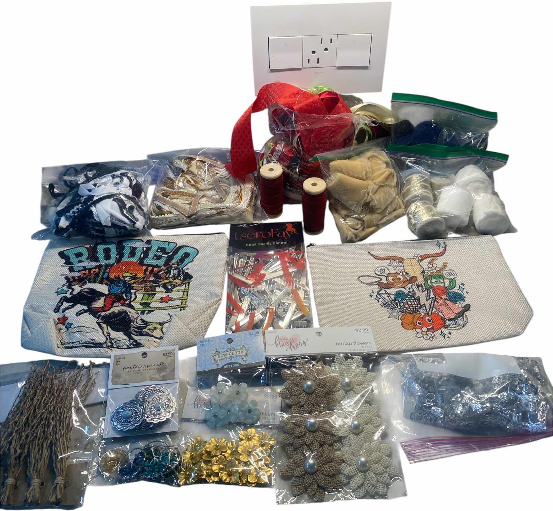 Photo 1 of CRAFT SUPPLIES - HAIR CLIPS, RIBBON & MORE WITH REUSABLE NYLON BAG