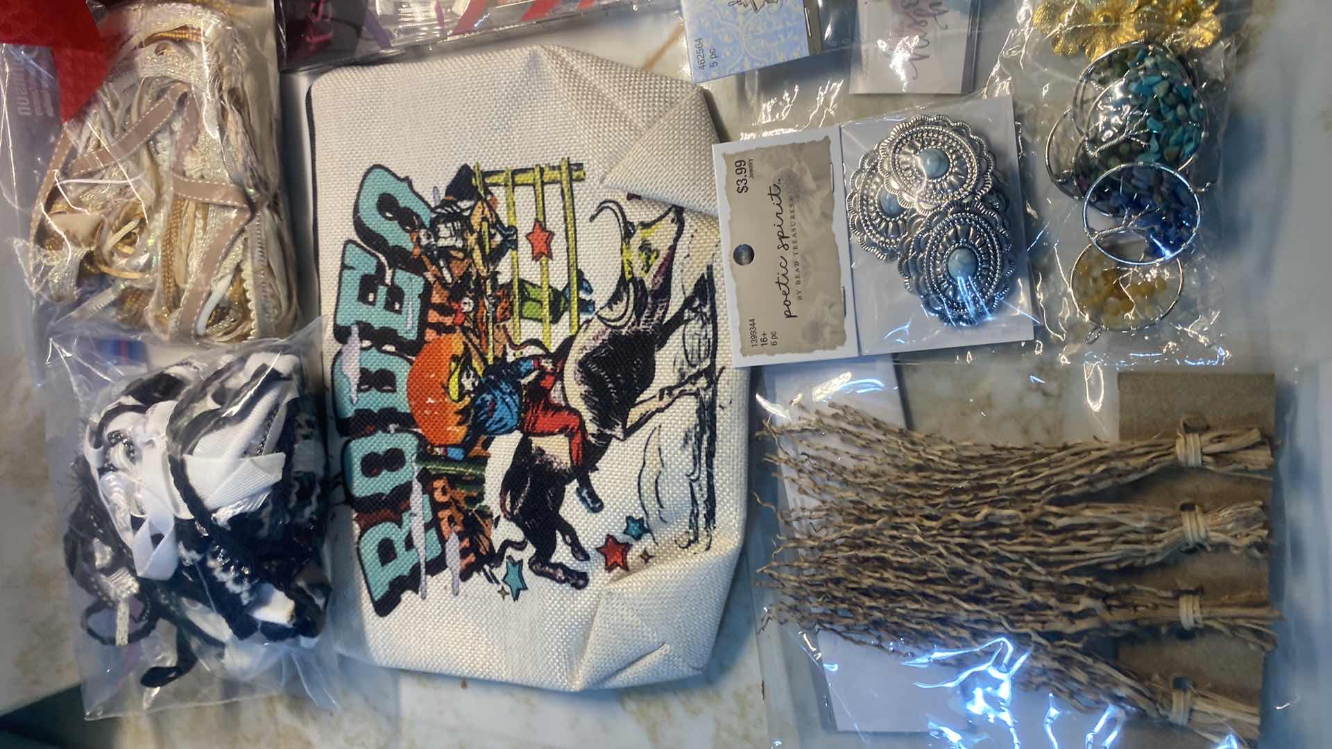 Photo 1 of CRAFT SUPPLIES - HAIR CLIPS, RIBBON & MORE WITH REUSABLE NYLON BAG