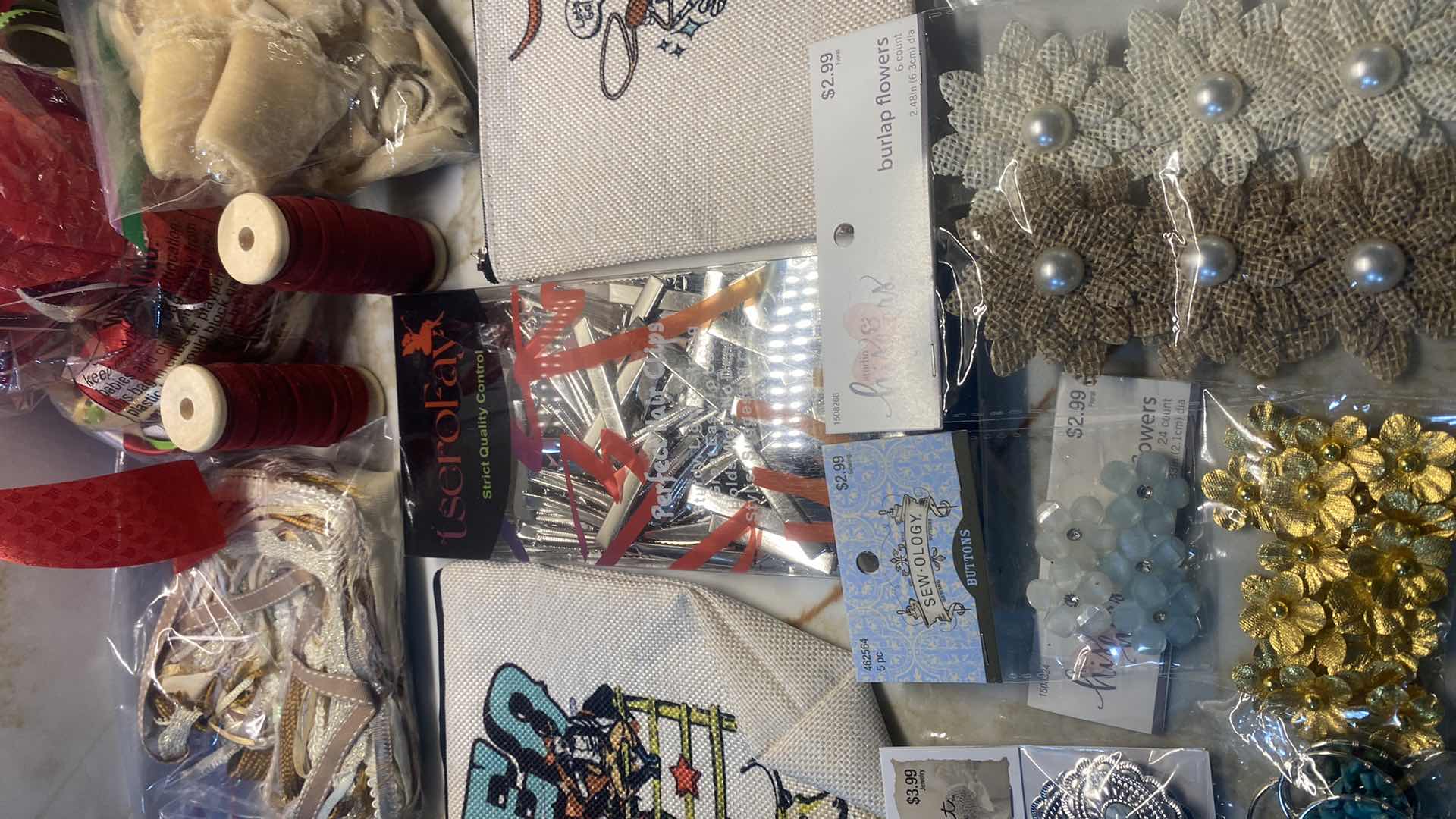 Photo 1 of CRAFT SUPPLIES - HAIR CLIPS, RIBBON & MORE WITH REUSABLE NYLON BAG