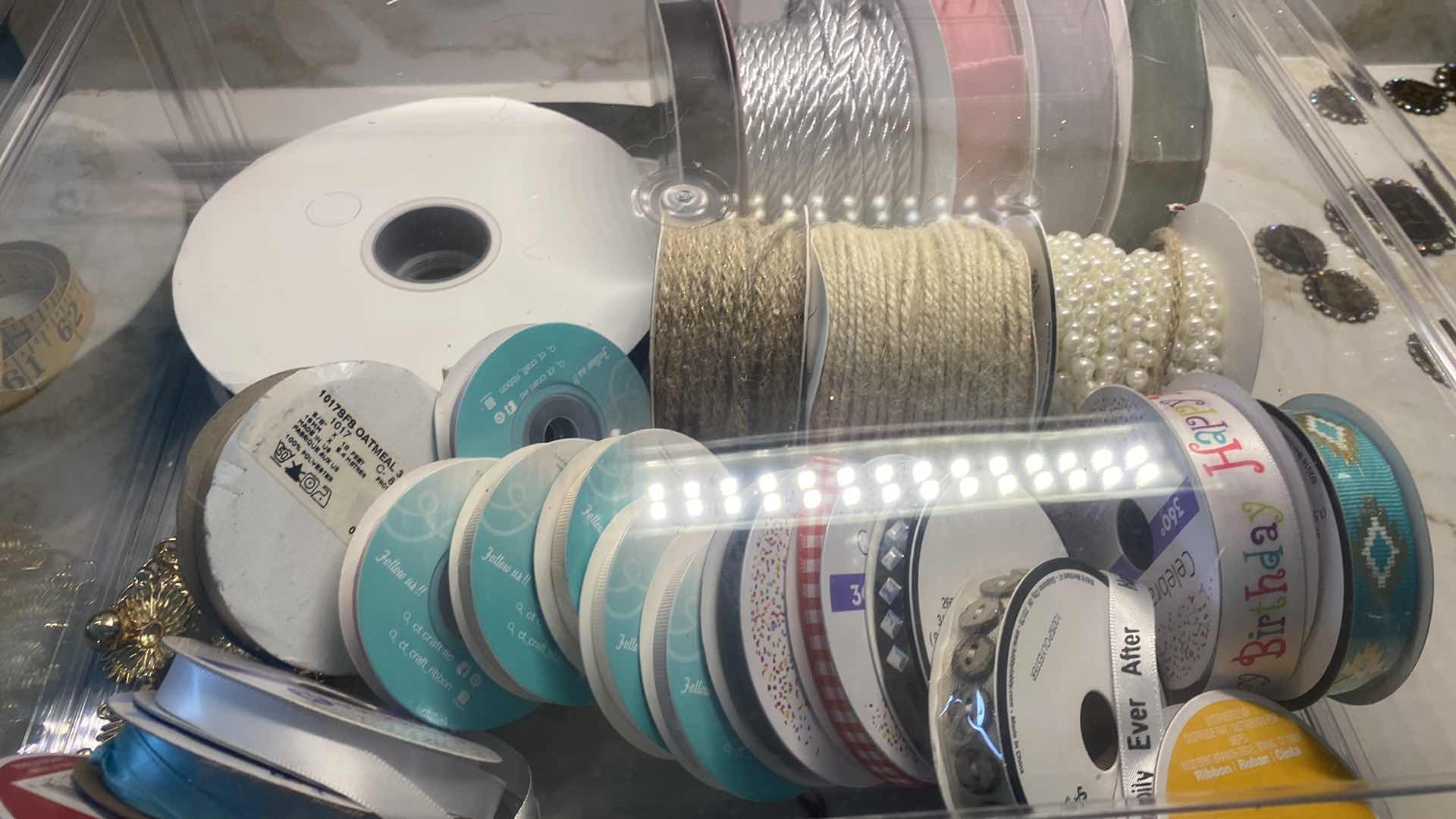 Photo 1 of CRAFT SUPPLIES - ACETATE BOX WITH RIBBON