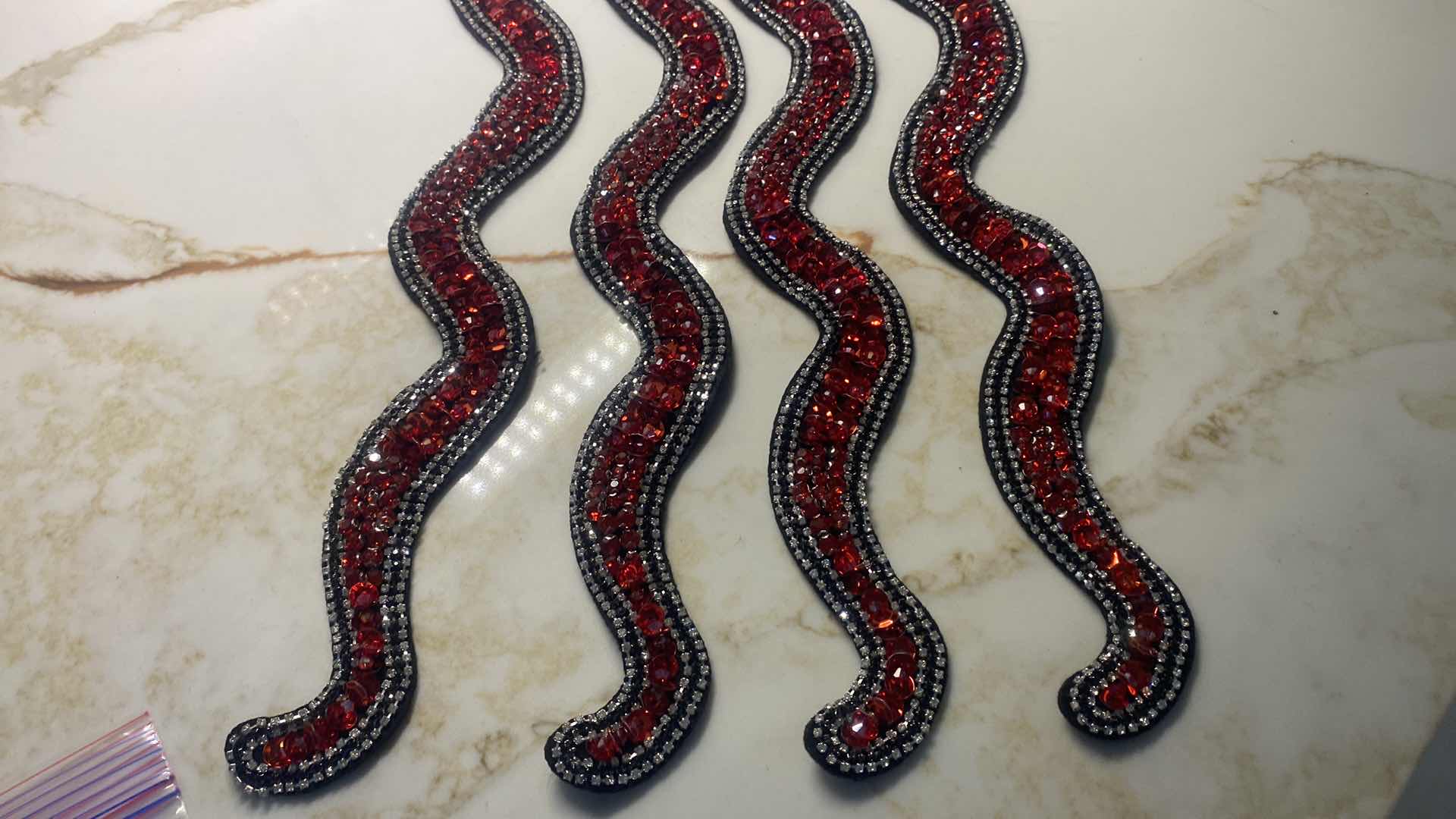 Photo 4 of NEW - 4 - SNAKE  RED SEQUIN APPLIQUÉS 18”