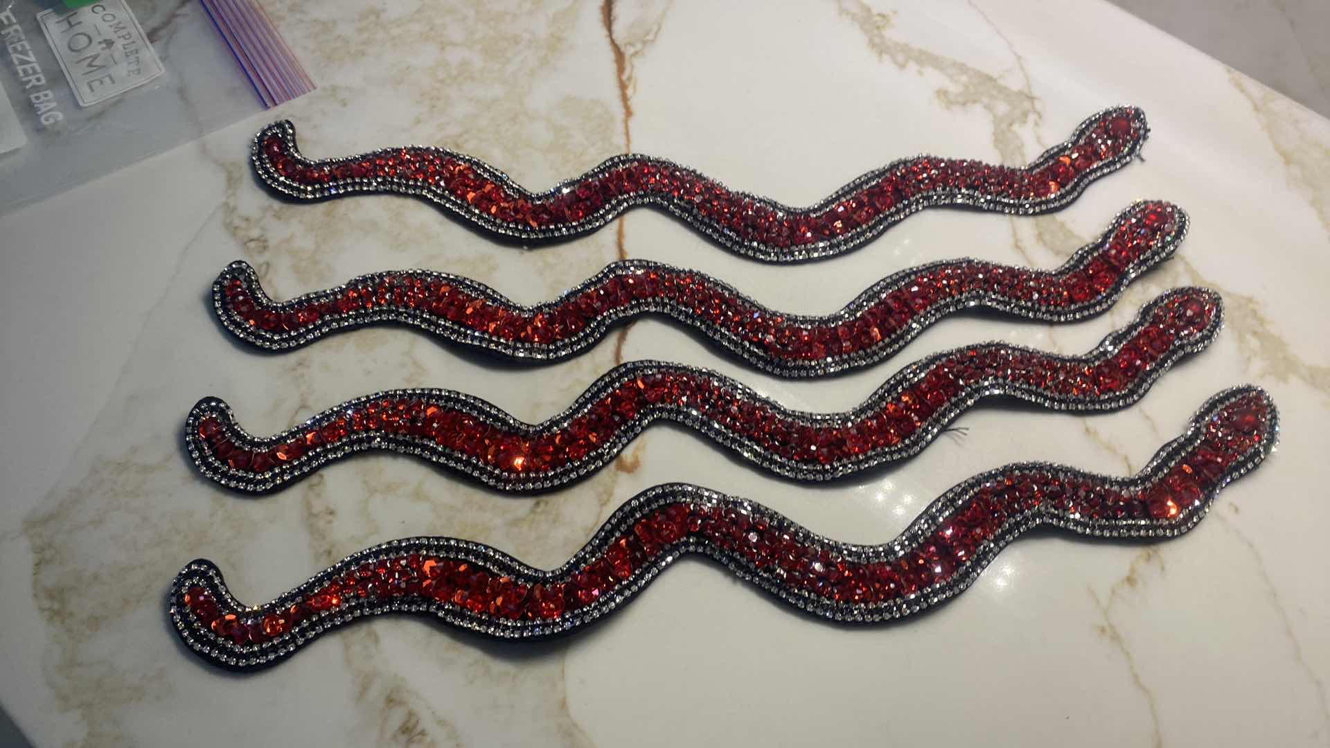 Photo 1 of NEW - 4 - SNAKE  RED SEQUIN APPLIQUÉS 18”