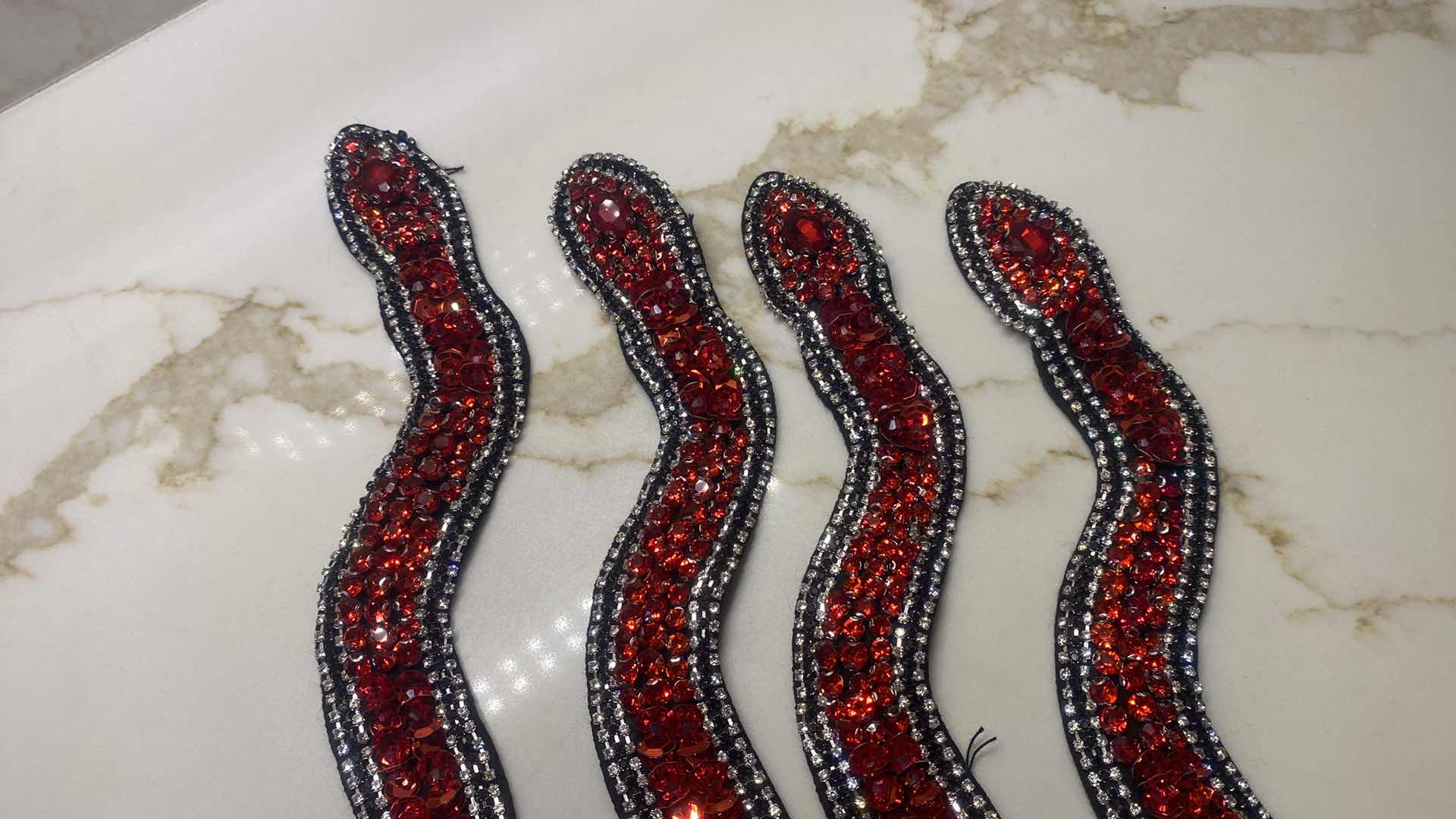 Photo 3 of NEW - 4 - SNAKE  RED SEQUIN APPLIQUÉS 18”