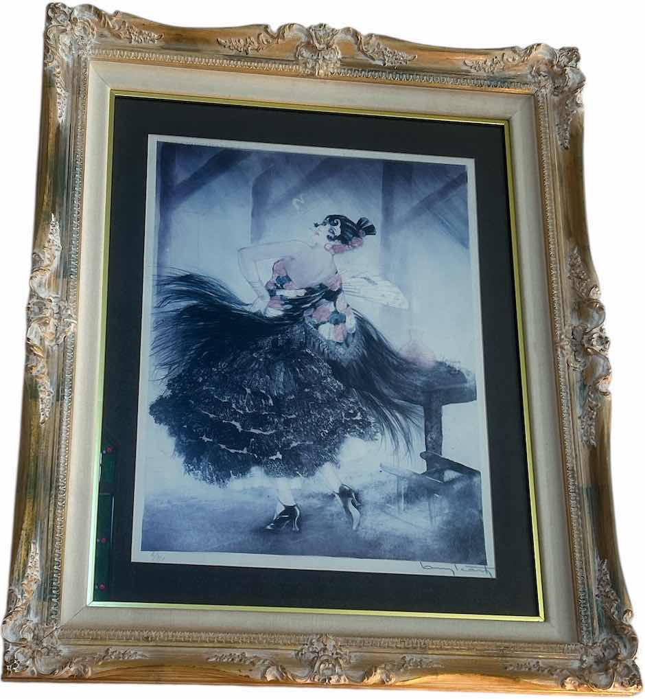Photo 2 of ORNATELY FRAMED LOUIS ICART (FR. 1888-1950) "CARMEN" SIGNED AND NUMBERED ARTWORK 29 1/2 x H35“ (AT AUCTION SELLS FOR $600-$800 RETAIL ART GALLERIES $2,200 EBAY $2,000