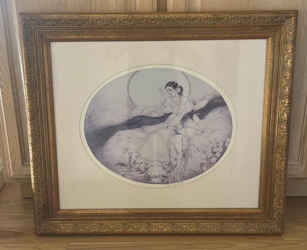 Photo 1 of FRAMED LOUIS ICART "LADY OF THE CAMELIAS" ETCHING AND AQUATINT ON PAPER UNDER GLASS ARTWORK 29 1/2“ x H25.75”