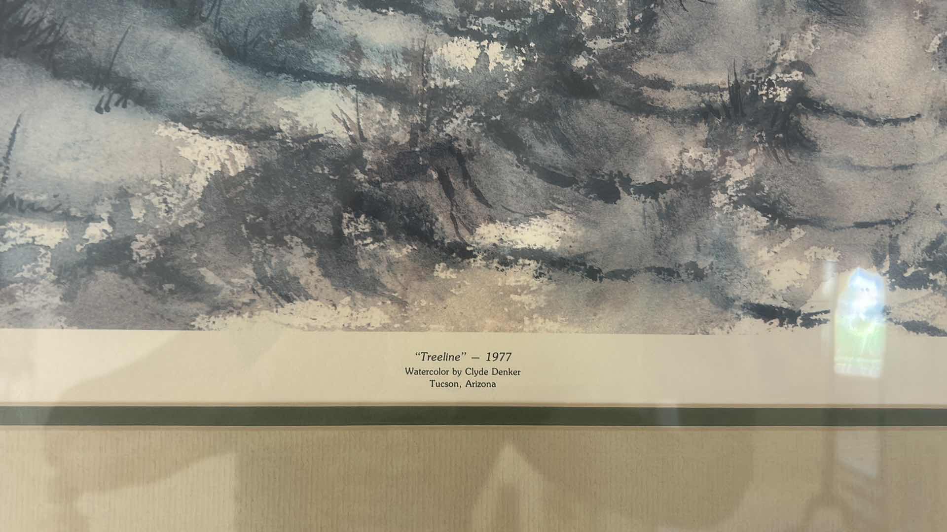Photo 1 of FRAMED “TREELINE” SIGNED CLYDE DENKER WATERCOLOR ARTWORK 28 1/2” x 23“