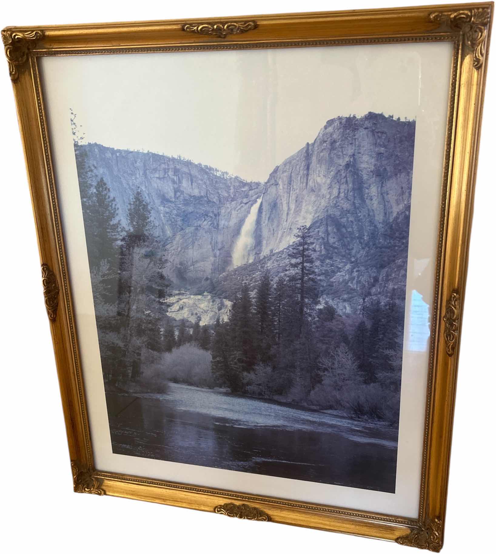 Photo 1 of GOLD FRAMED WATERFALL AND STREAM ARTWORK 18“ x H22”