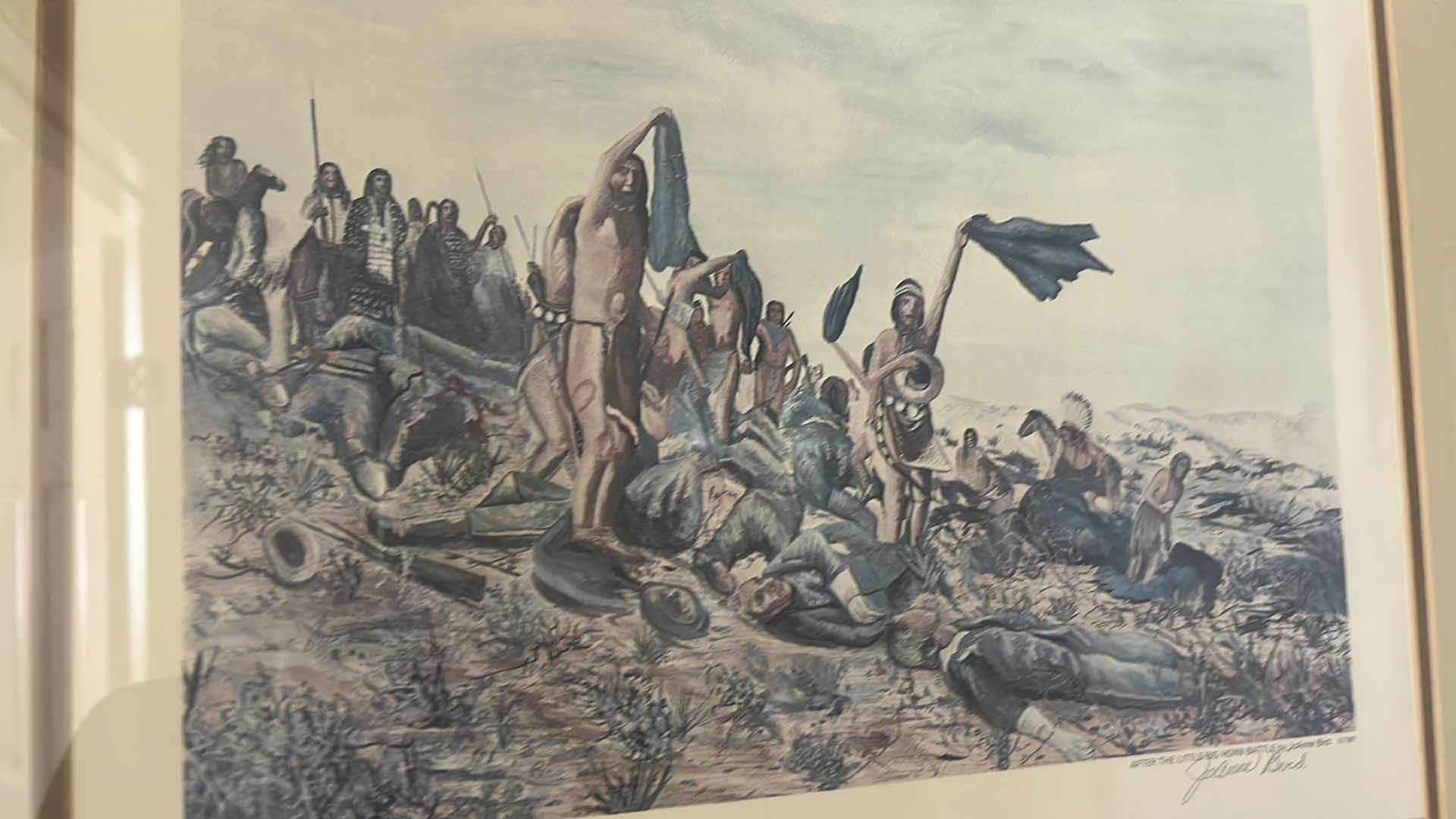 Photo 1 of FRAMED, “AFTER THE LITTLE BIG HORN BATTLE, SIGNED AND NUMBERED BY JOANNE BIRD ARTWORK 23” x H19” (ESTIMATED VALUE TO BE BETWEEN $250 AND $450)