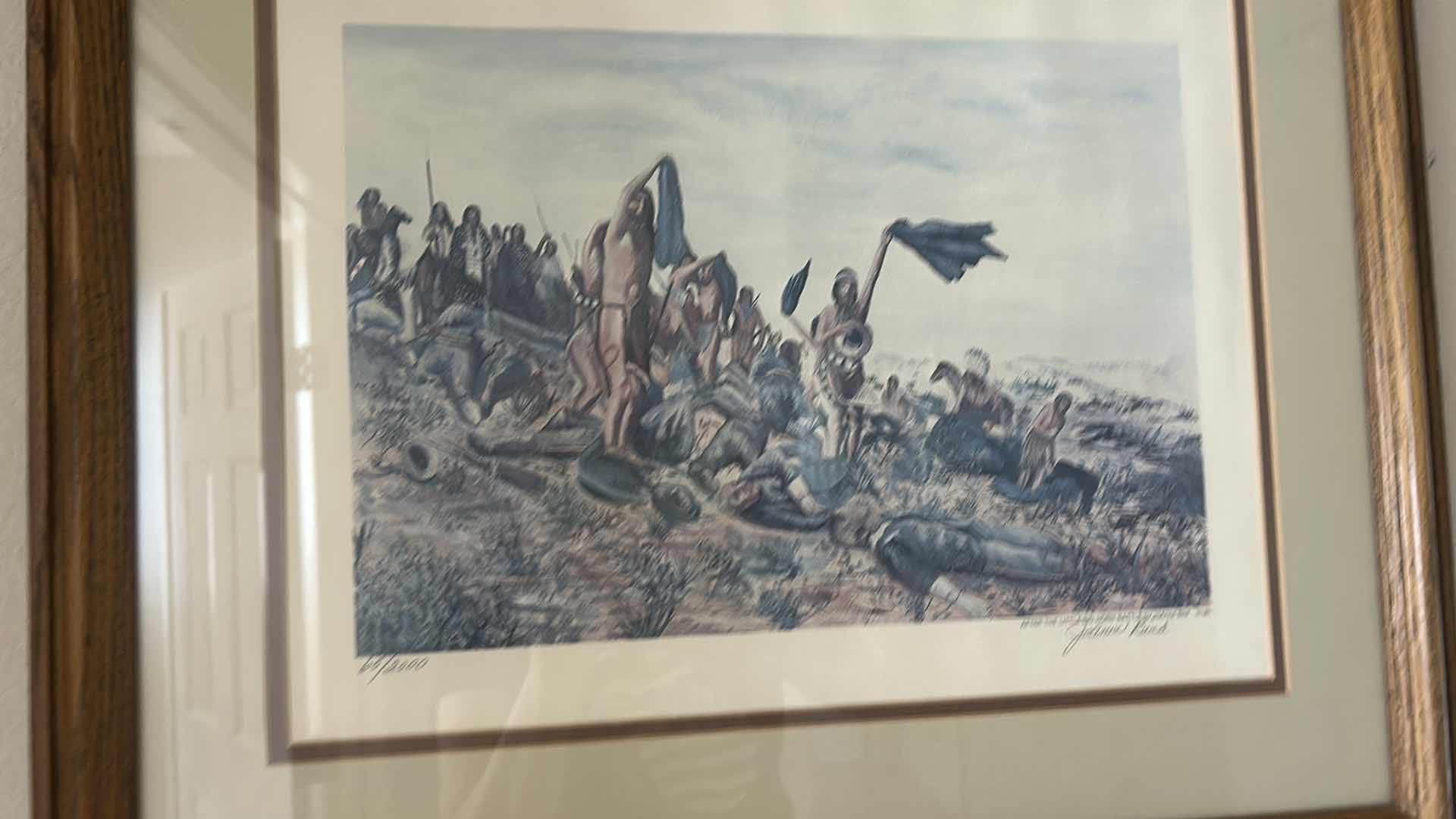 Photo 1 of FRAMED, “AFTER THE LITTLE BIG HORN BATTLE, SIGNED AND NUMBERED BY JOANNE BIRD ARTWORK 23” x H19” (ESTIMATED VALUE TO BE BETWEEN $250 AND $450)