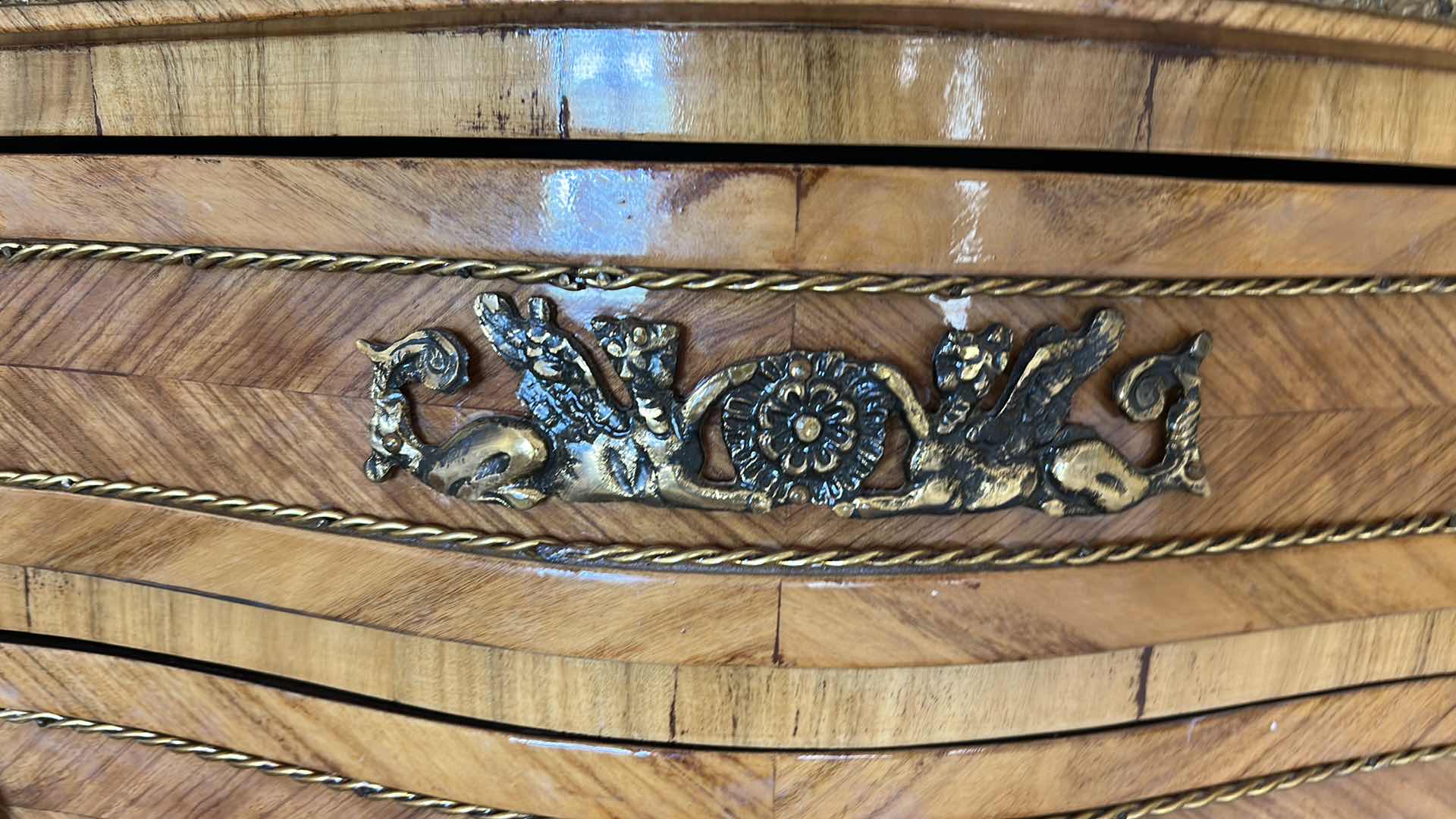 Photo 1 of FRENCH LOUIS XV MARBLE TOP DRESSER 38” x 16” x H46 1/2”