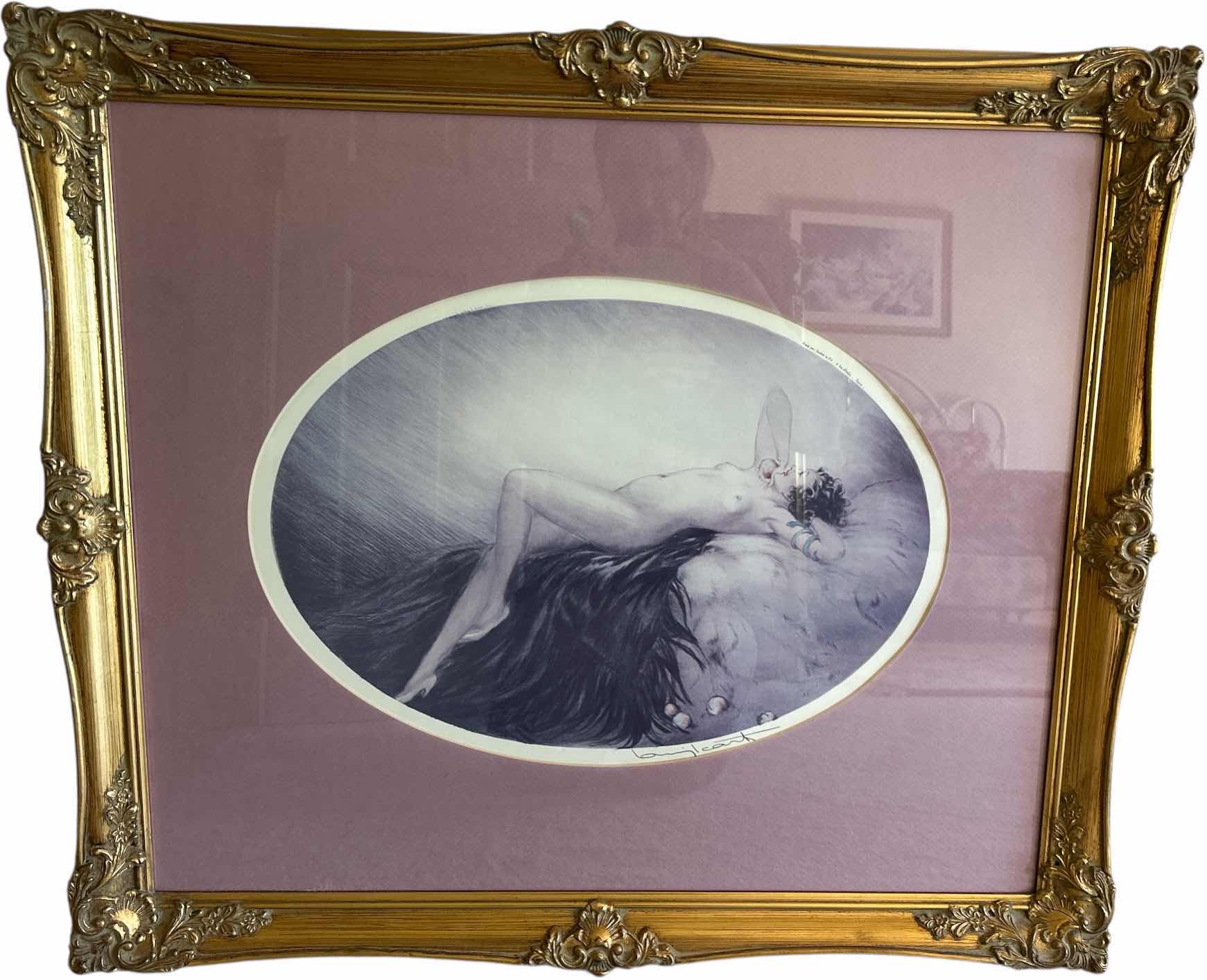 Photo 1 of GOLD FRAMED NUDE ETCHING "THE MODERN EVE" SIGNED BY FRENCH ARTIST LOUIS ICART ARTWORK 31” x 27” (LISTED ON EBAY FOR $500)