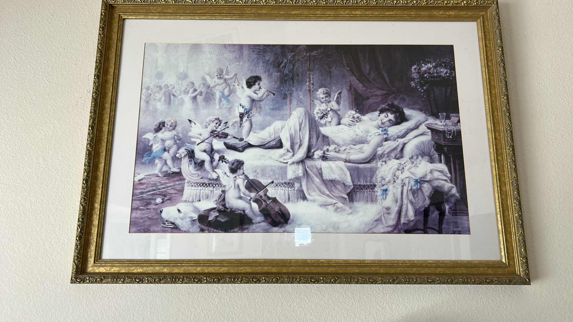 Photo 2 of GOLD FRAMED ROMANTIC ARTWORK 39 1/2” x 27 1/2”