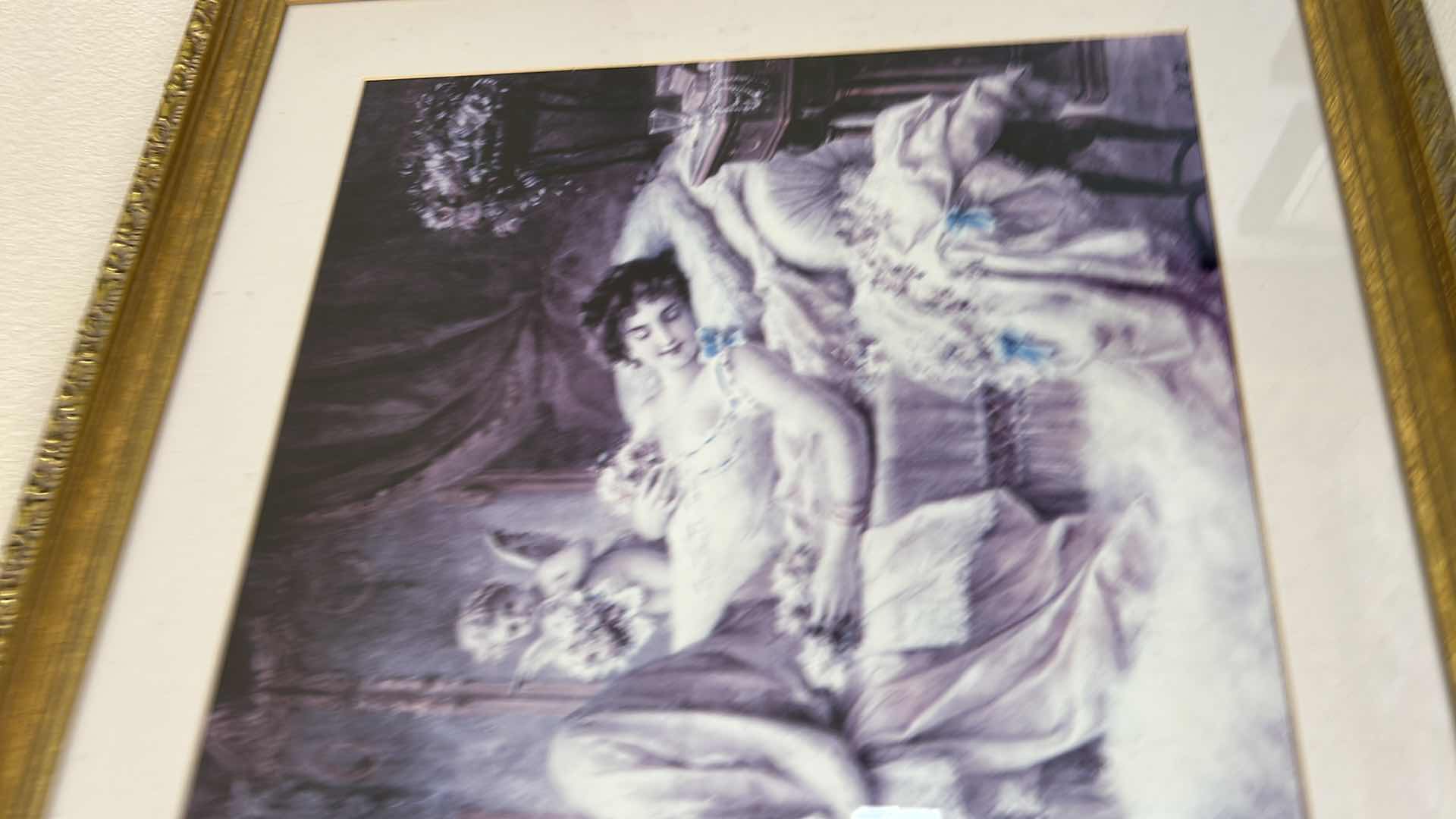 Photo 3 of GOLD FRAMED ROMANTIC ARTWORK 39 1/2” x 27 1/2”