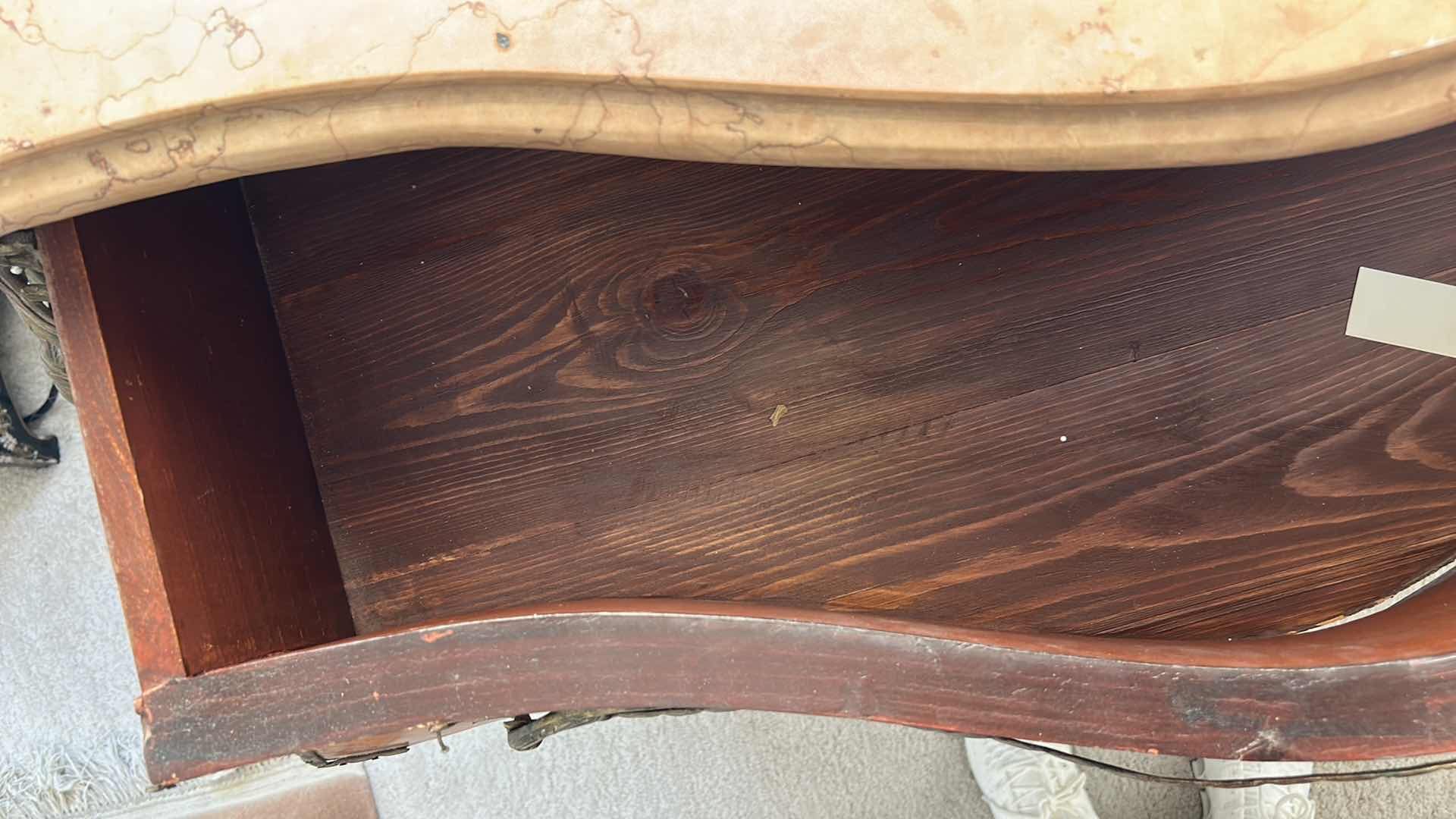 Photo 7 of ANTIQUE FRENCH LOUIS XVI MARBLE TOP BRASS ORMOLU POTBELLY BOMBE COMMODE CHEST 49“ x 22“ x H32“