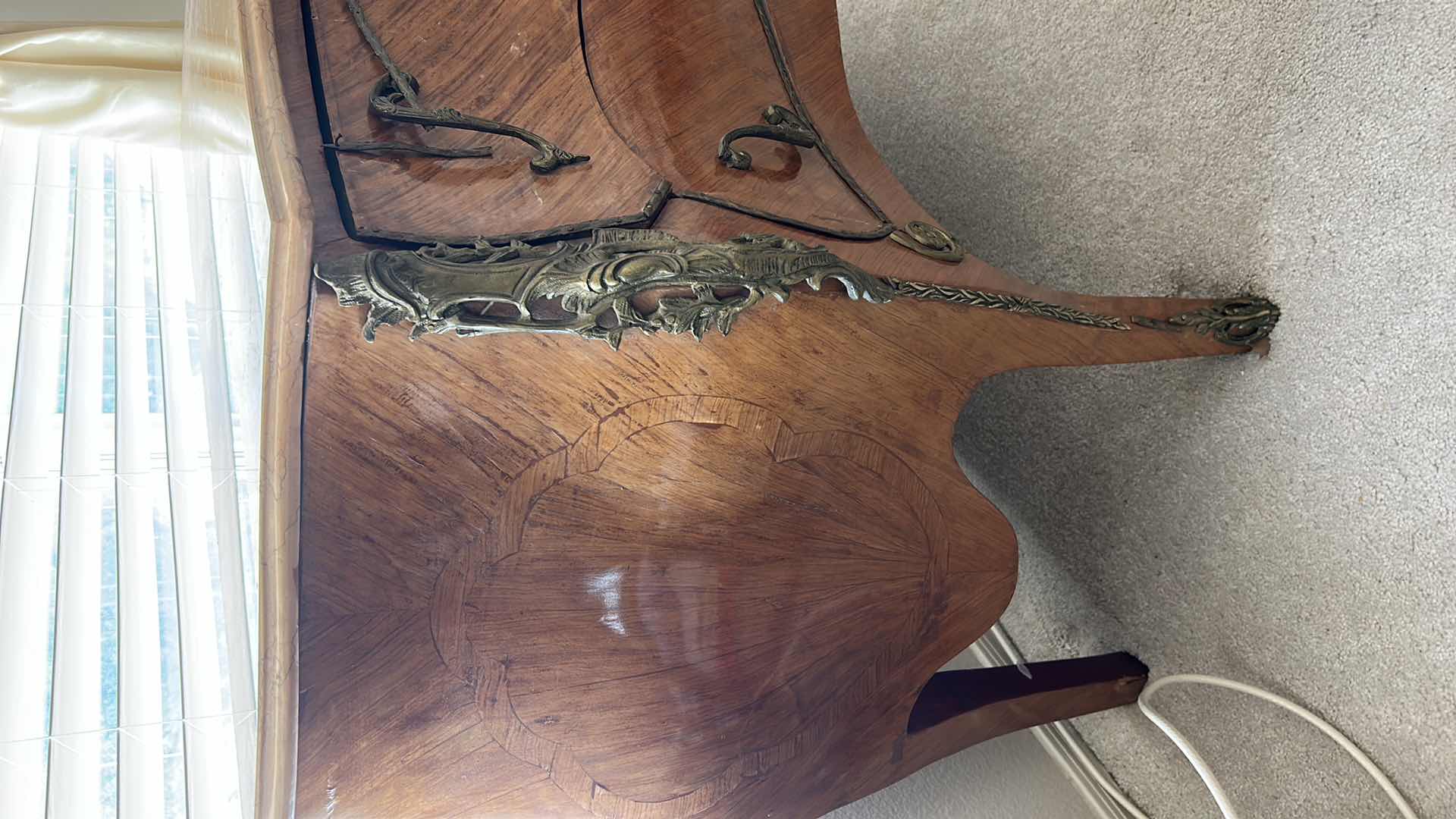 Photo 9 of ANTIQUE FRENCH LOUIS XVI MARBLE TOP BRASS ORMOLU POTBELLY BOMBE COMMODE CHEST 49“ x 22“ x H32“