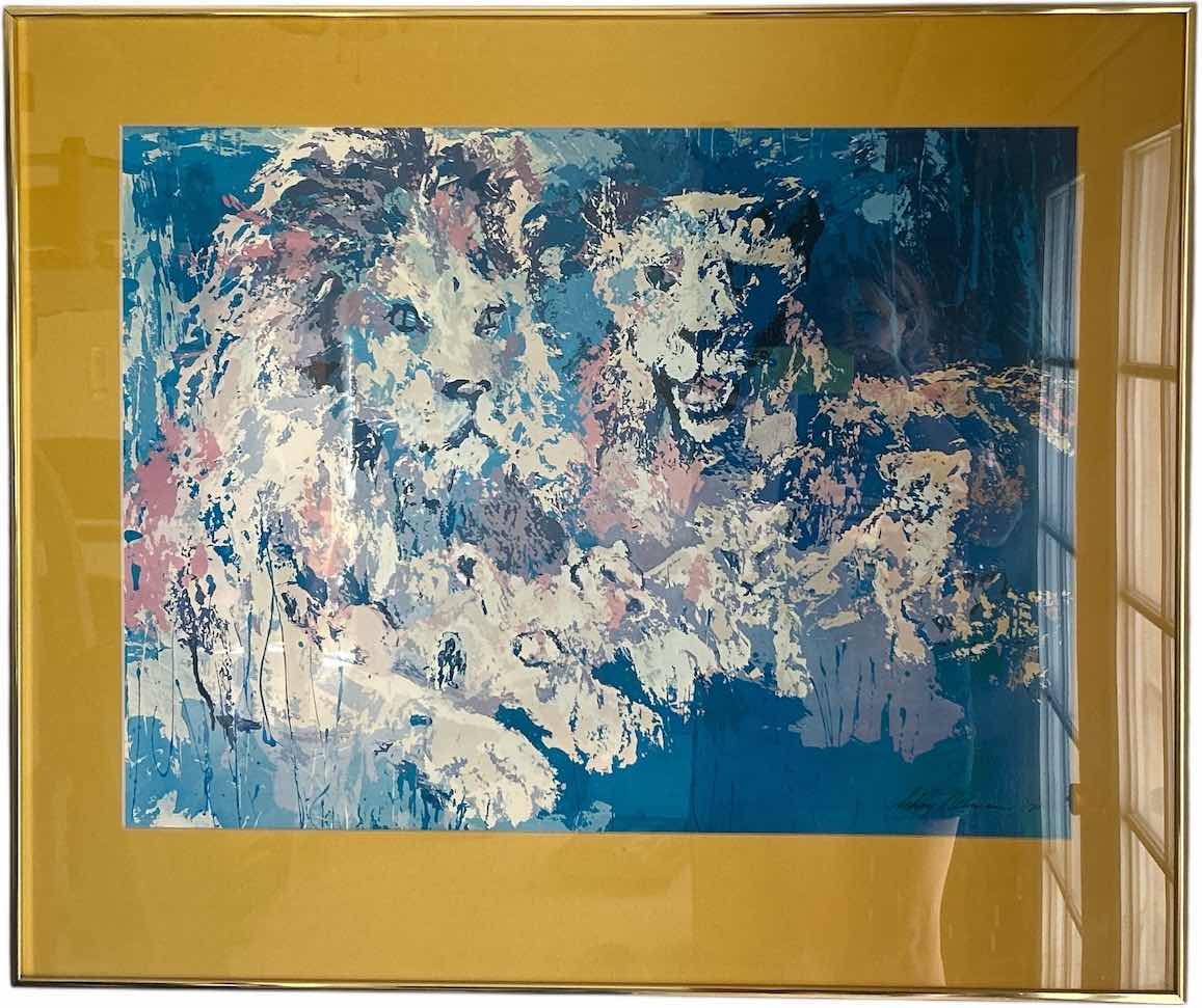 Photo 1 of FRAMED "LIONS PRIDE" SIGNED LEROY NEIMAN ARTWORK 3’ x H30”