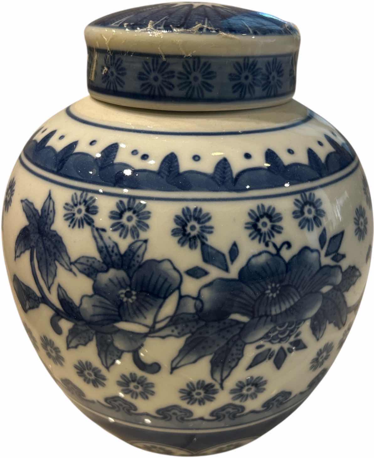 Photo 1 of CHINA BLUE FINE PORCELAIN GINGER JAR H 8.5”