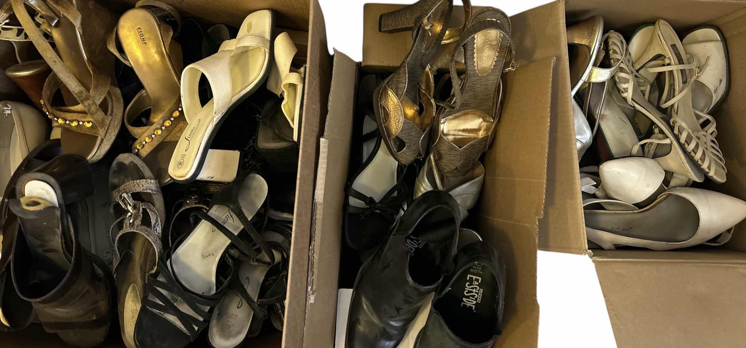 Photo 1 of 3 BOXES OF WOMENS SHOES SIZE 9, 9.5 W