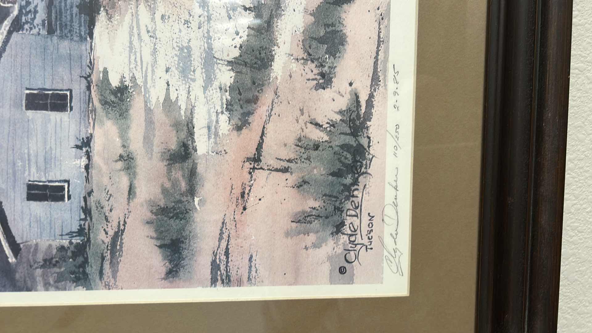 Photo 1 of FRAMED, SIGNED WAGON WATERCOLOR BY CLYDE DENKER ARTWORK 31 1/2” x H27 1/2”