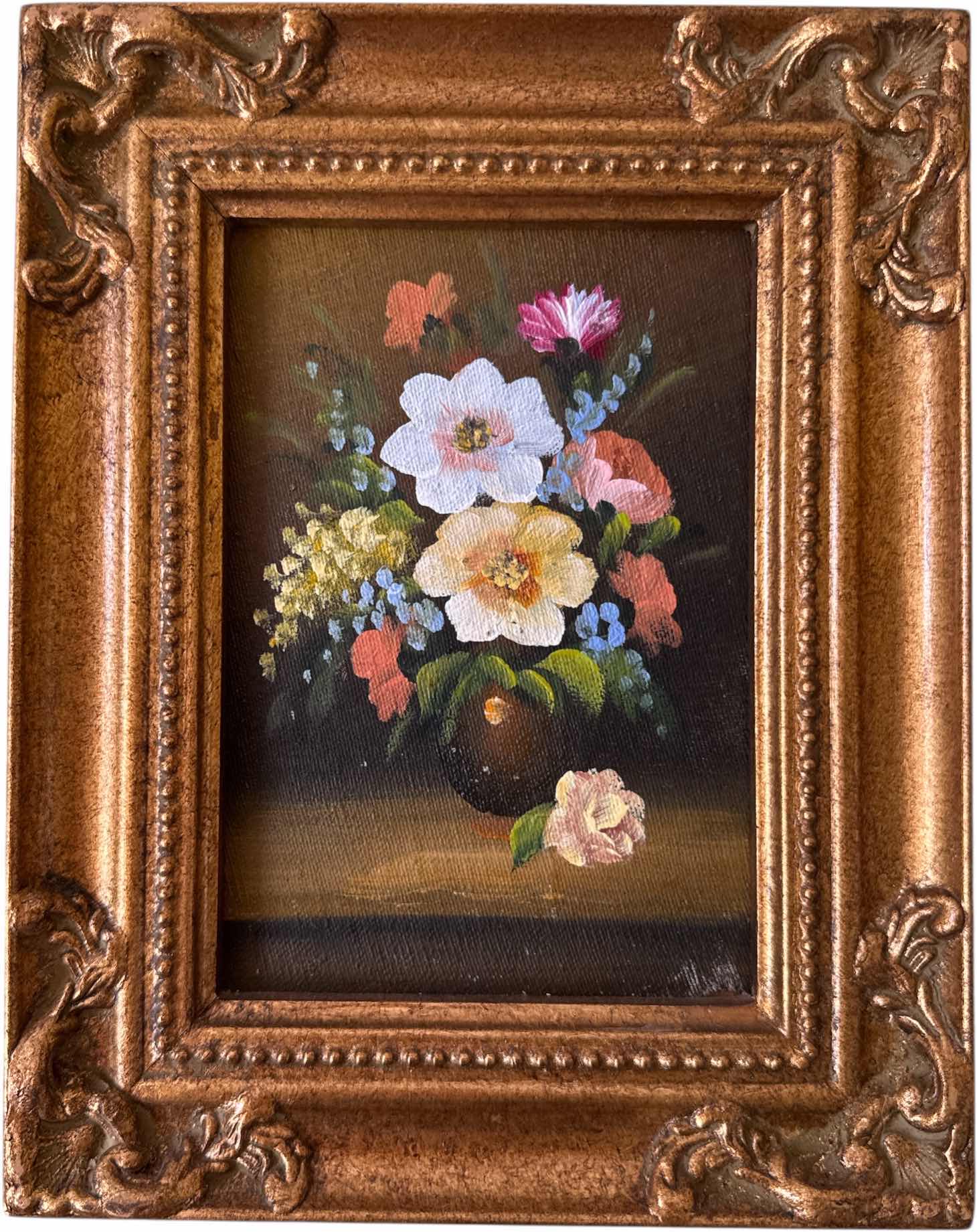Photo 1 of 2- VINTAGE FLORAL VASE AND FRUIT BOWL RESIN WALL ART FRAME
L14” X H12” AND SMALLER