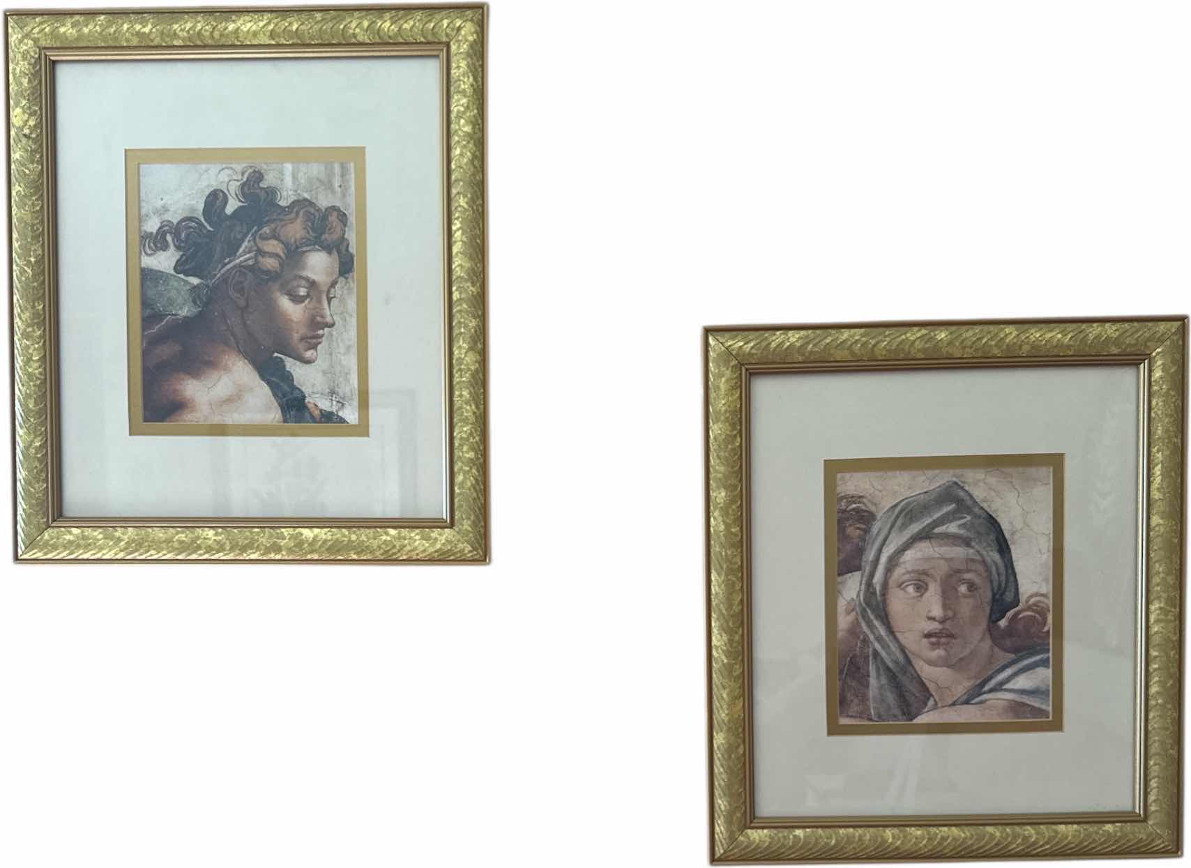 Photo 1 of 2- VINTAGE RESIN FRAMED ART PRINT THE DRUNKENNESS OF NOAH AND THE DELPHIC SIBYL BY MICHELANGELO 
W14.5” X L16.5”